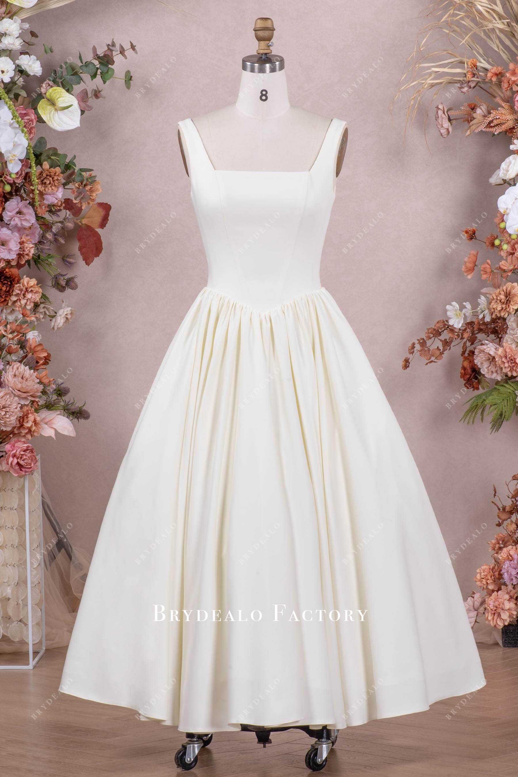 high-end crepe ball gown wedding dress