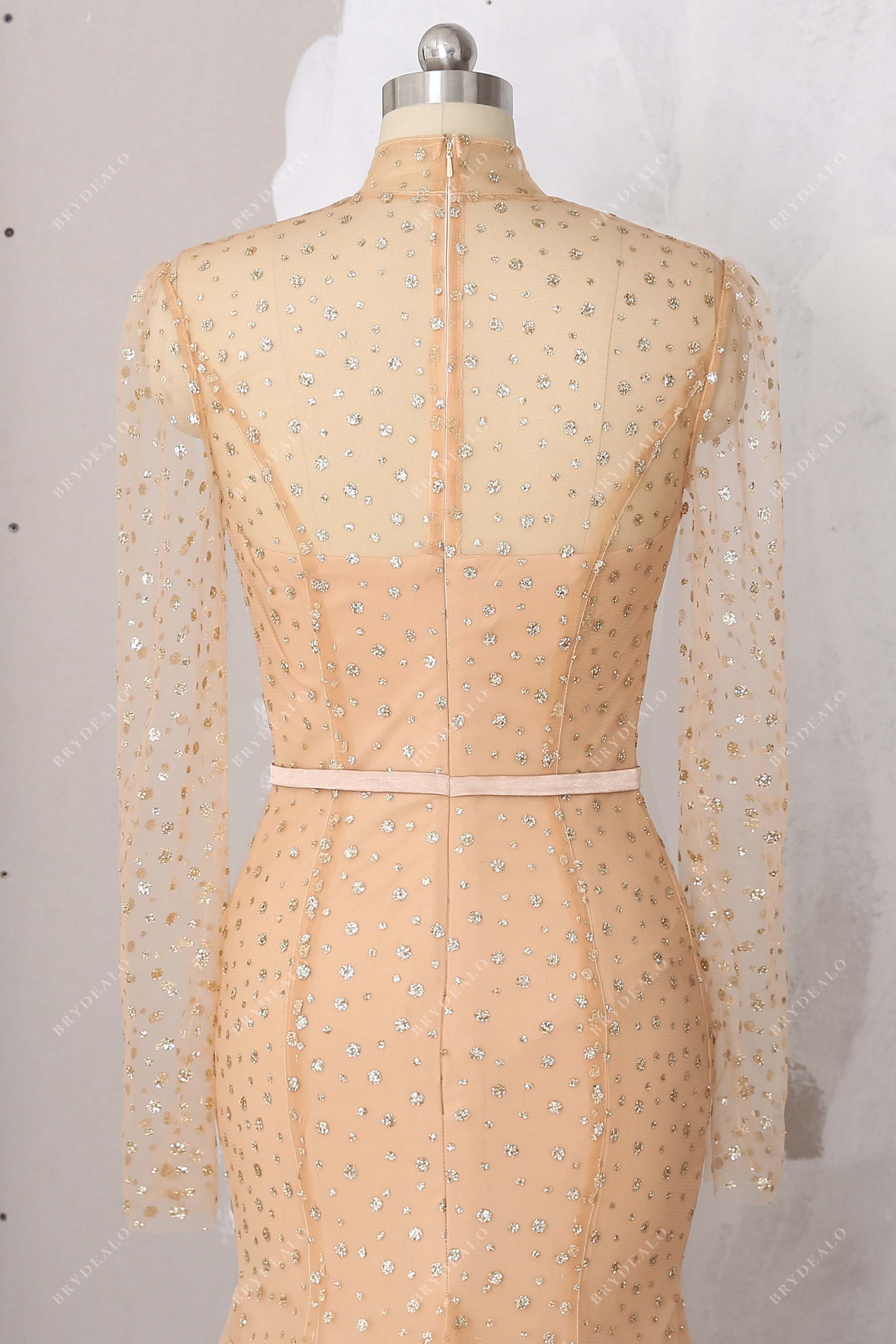 illusion high neck prom dress