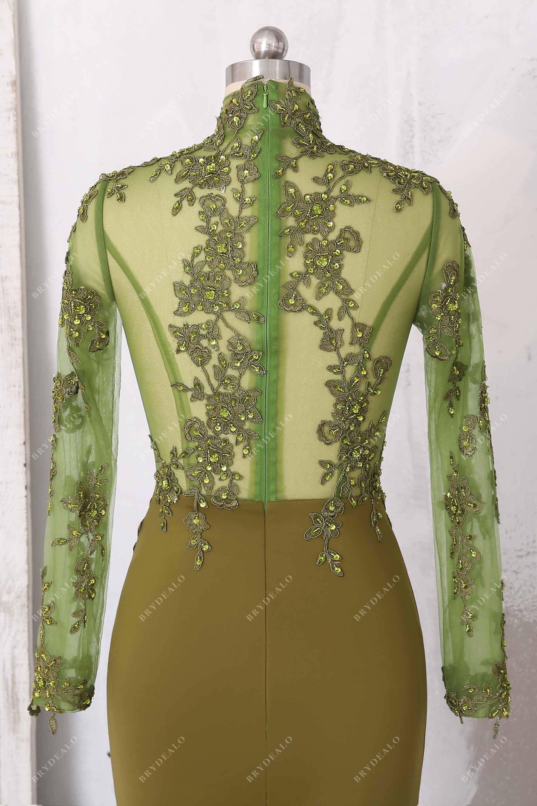 illusion sequin beaded evening dress