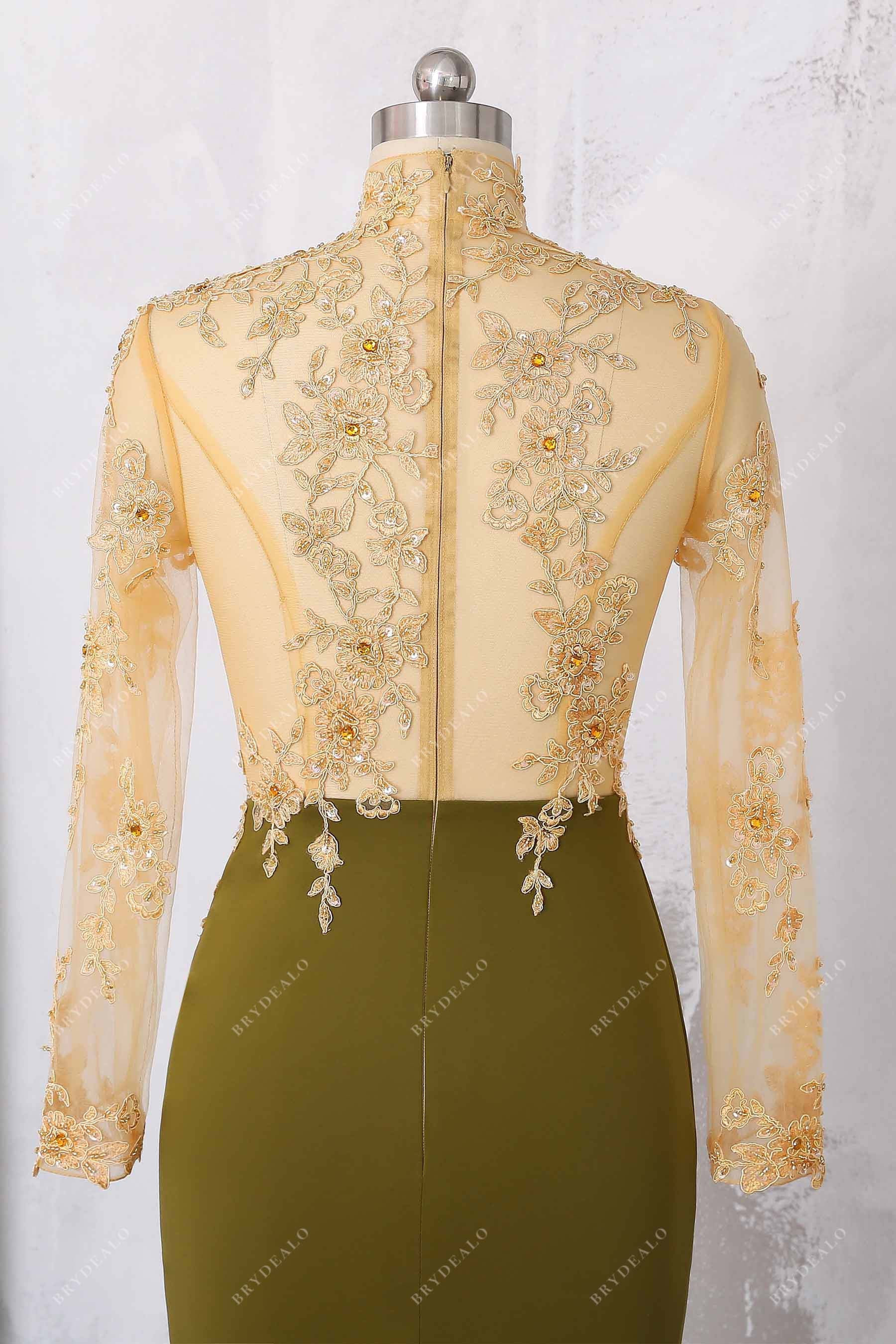 illusion lace back evening dress]