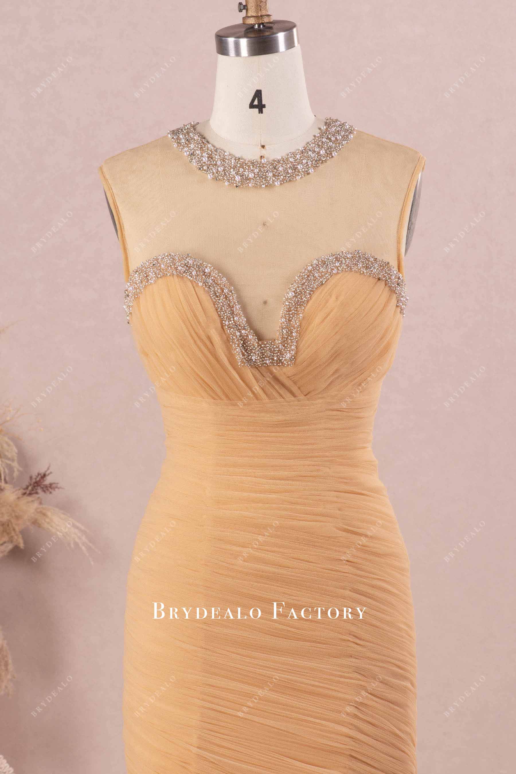 illusion beaded neck wedding dress