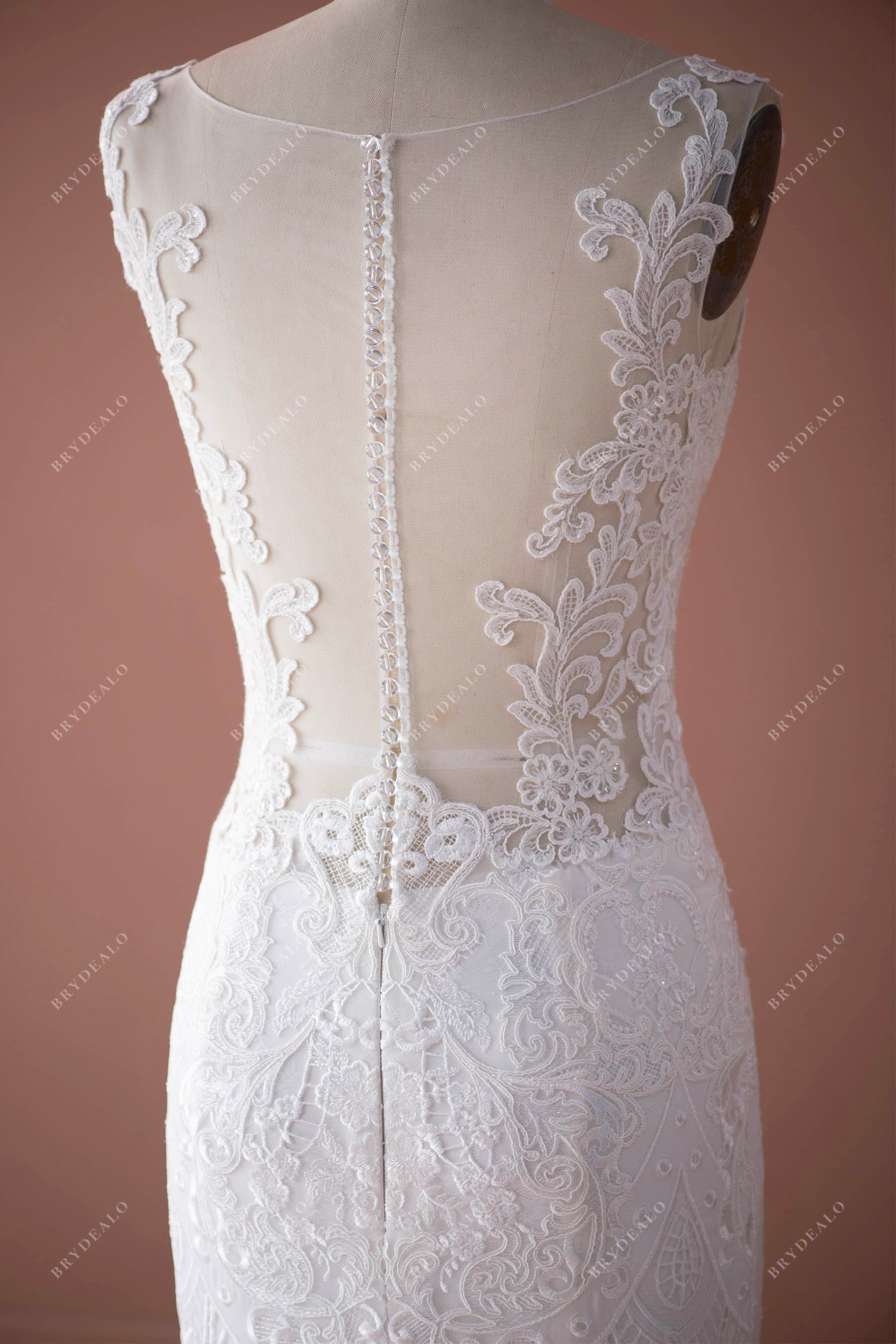 sheer back lace wedding dress