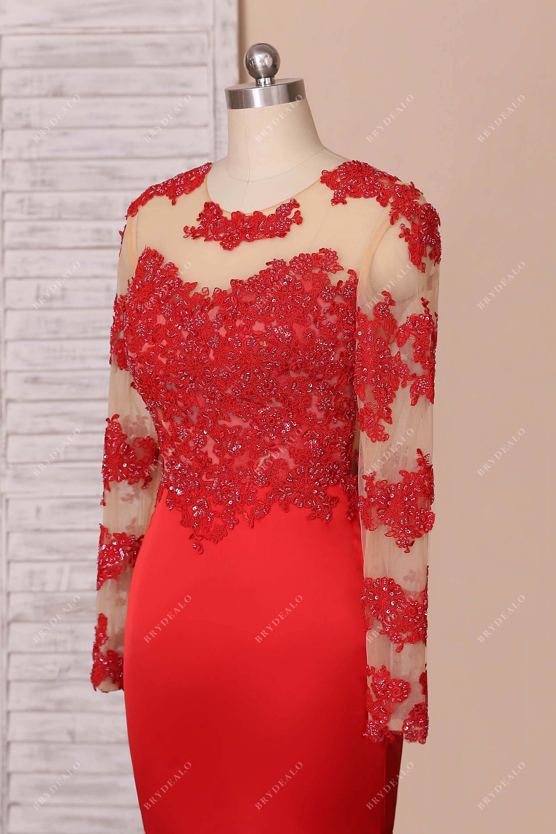illusion jewel neck formal dress