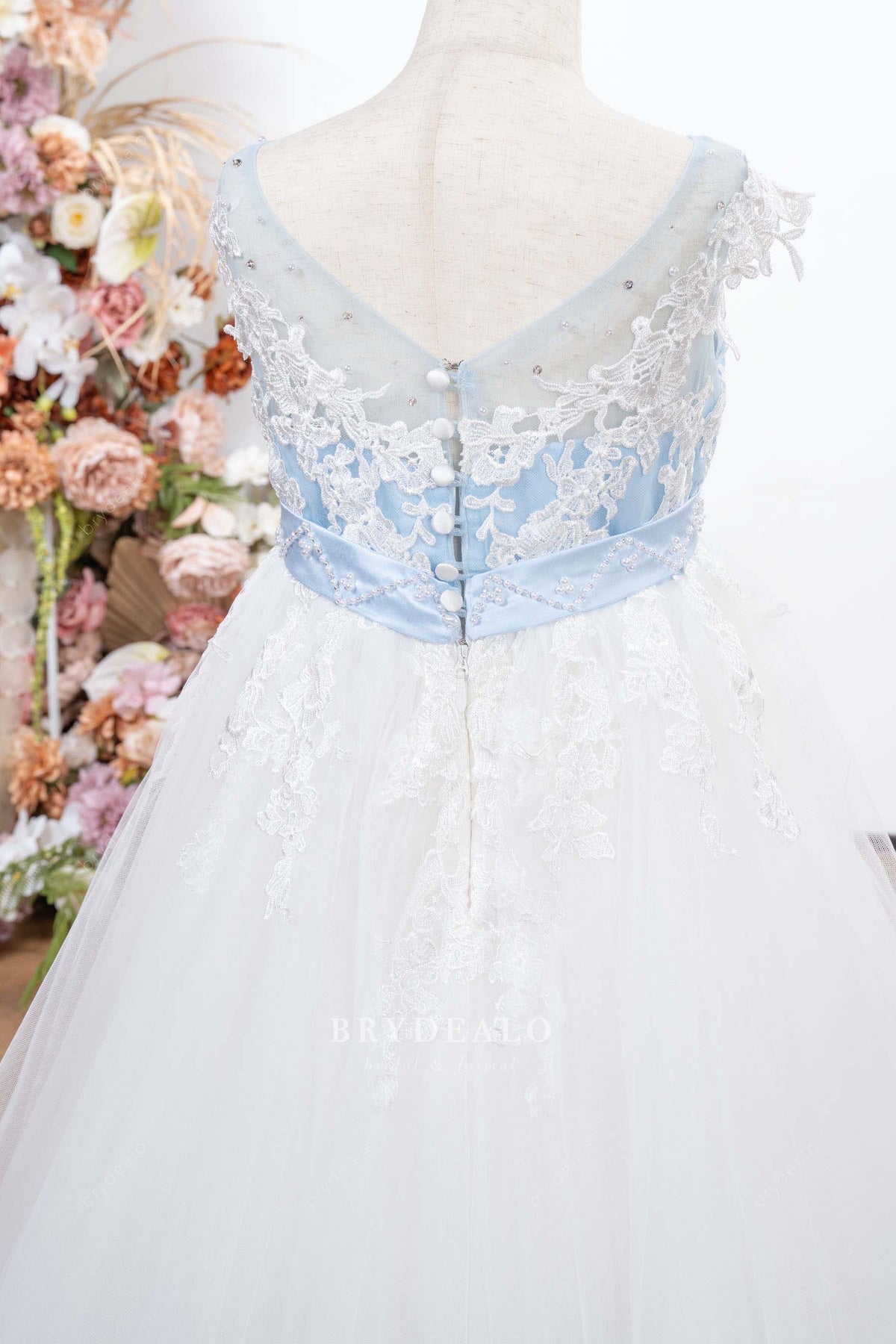 illusion neck cap sleeve flower girl dress