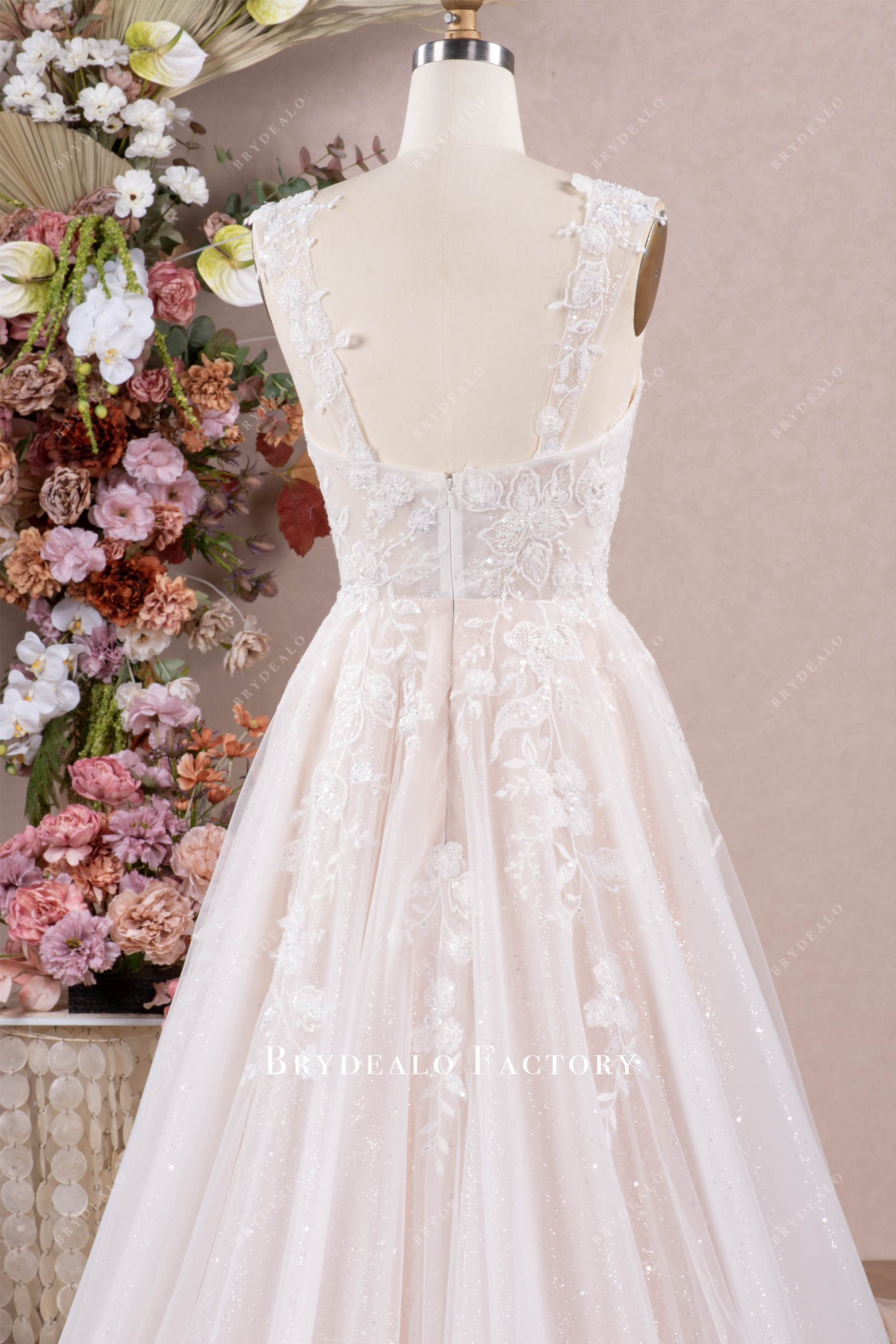 alluring zipper back wedding gown