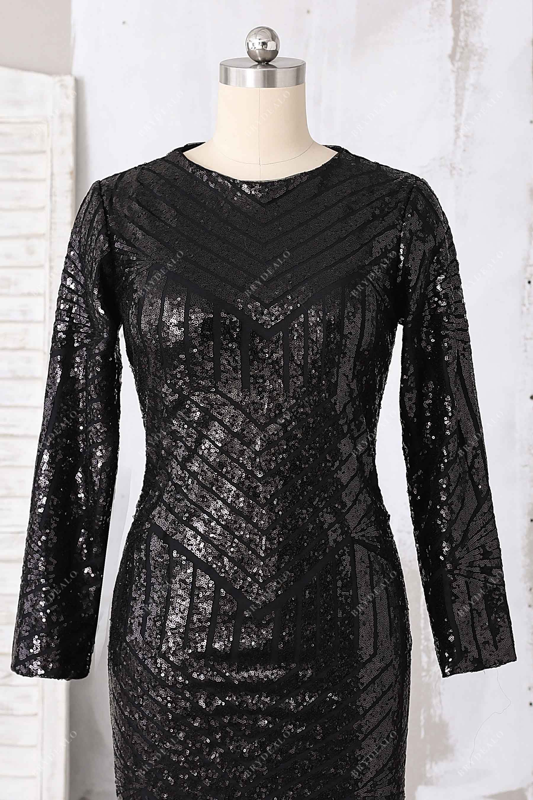 jewel neck stripe sequin prom dress