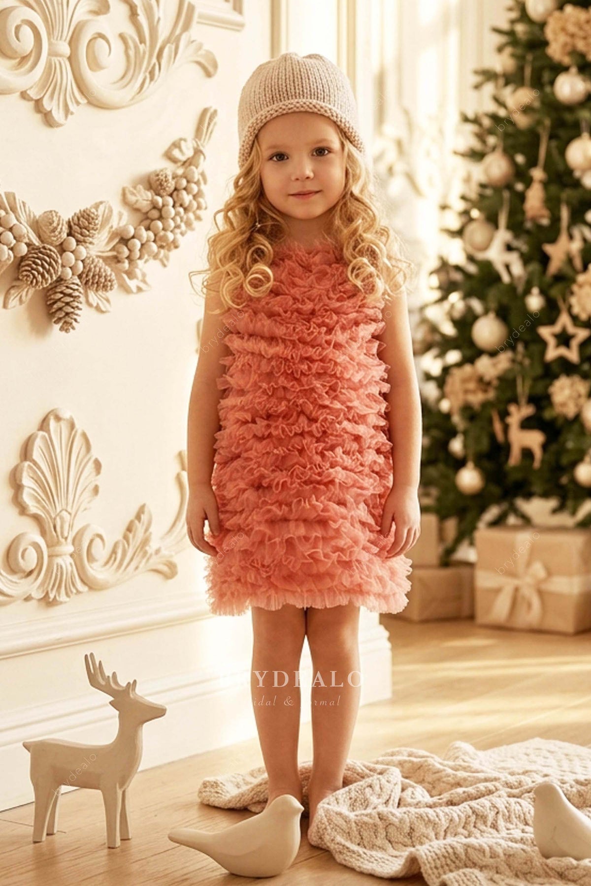 knee length pink kids dress