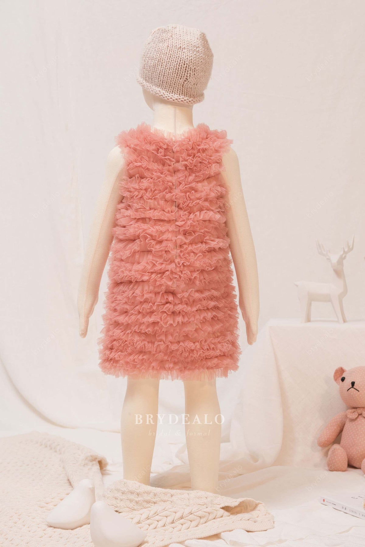 knee length pink little girl dress
