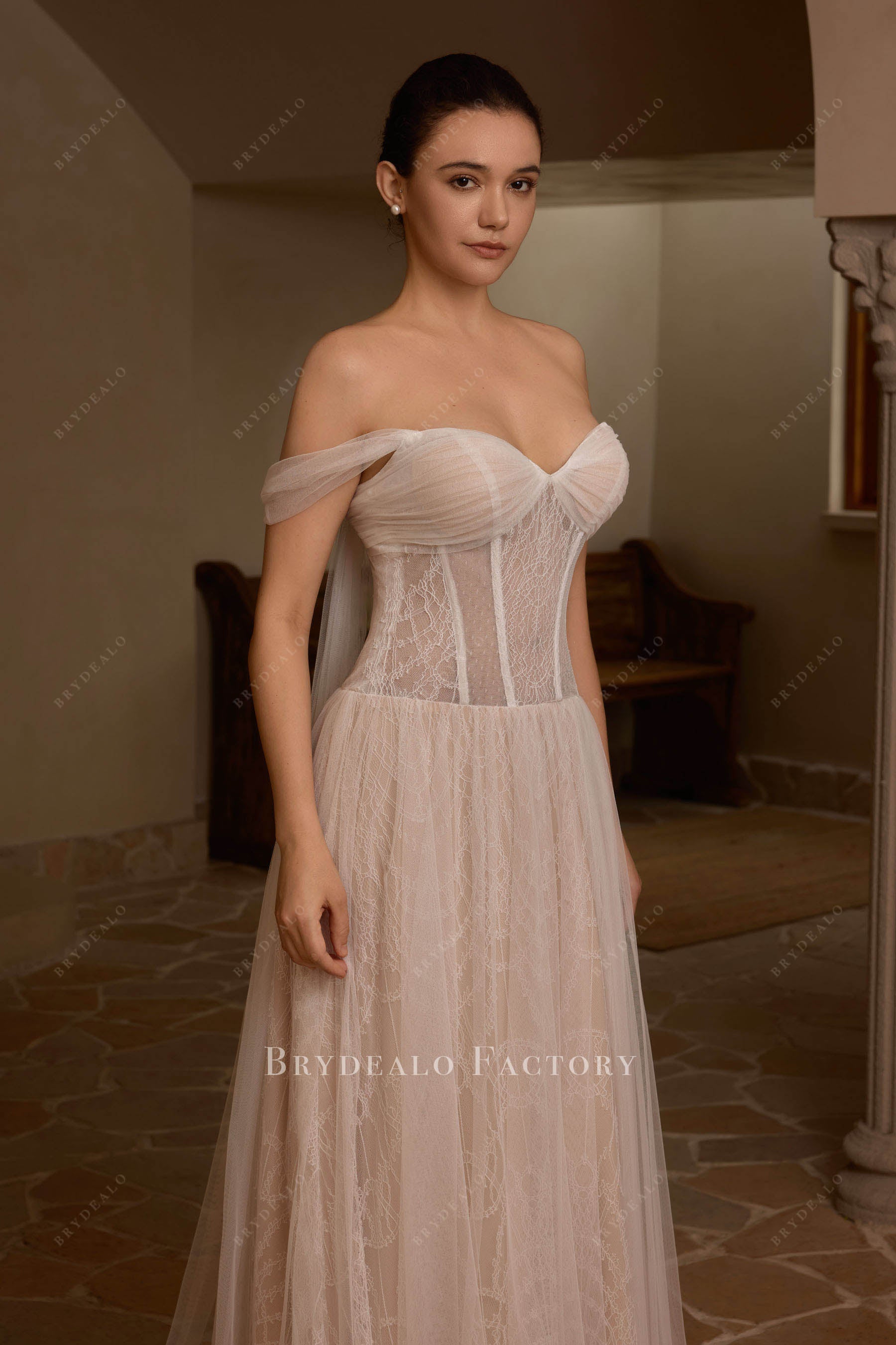 lace corset bridal dress