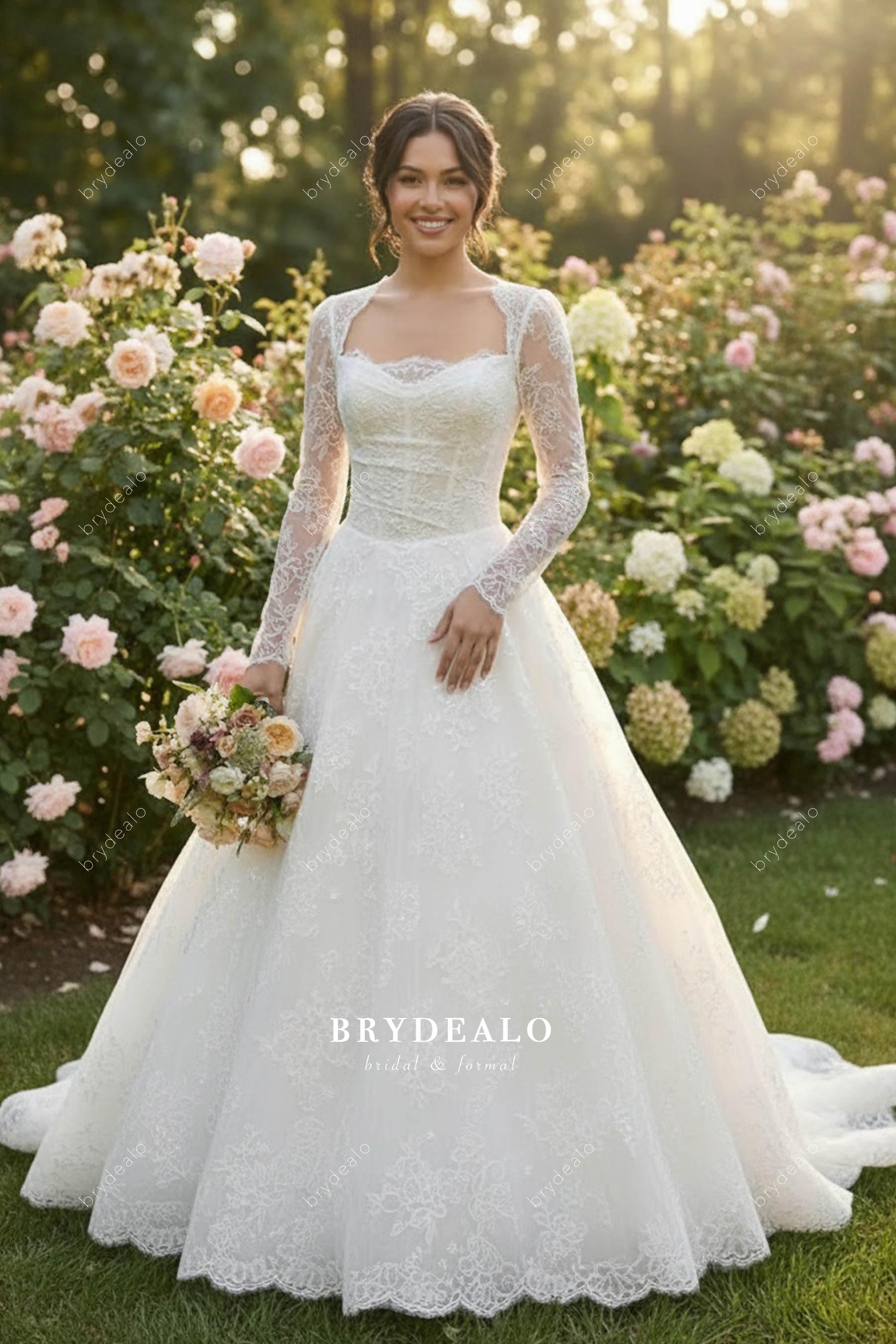 lace long sleeve Aline wedding dress