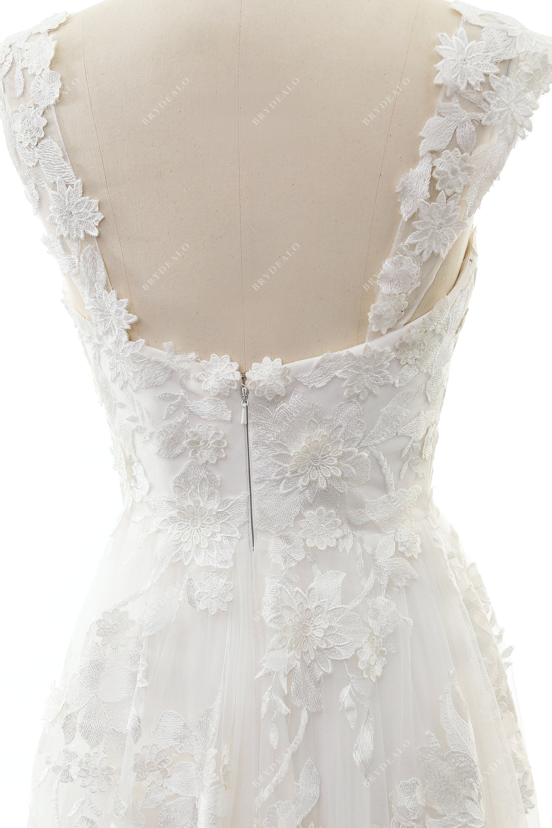 lace strap applique wedding dress