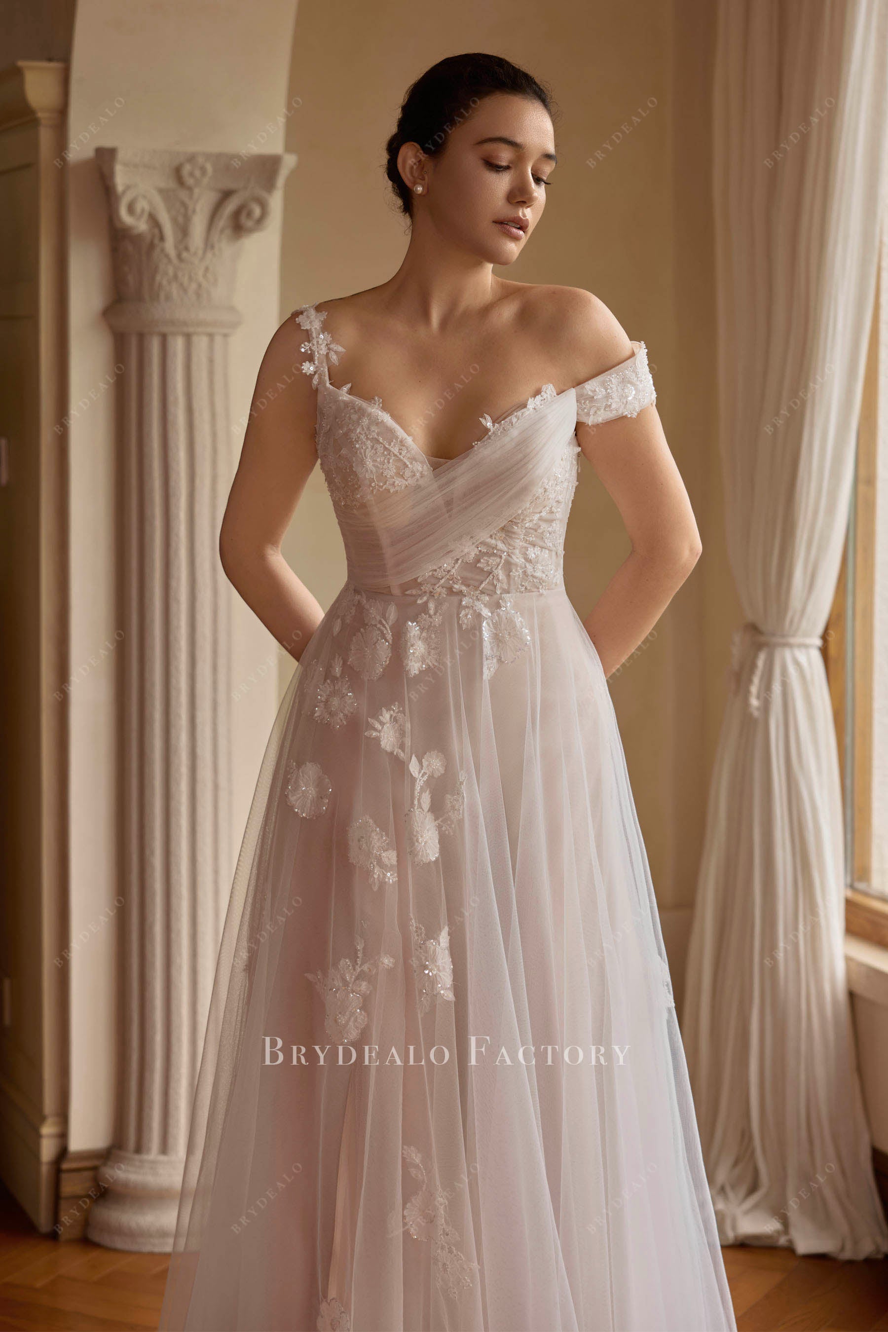 lace strap wedding dress