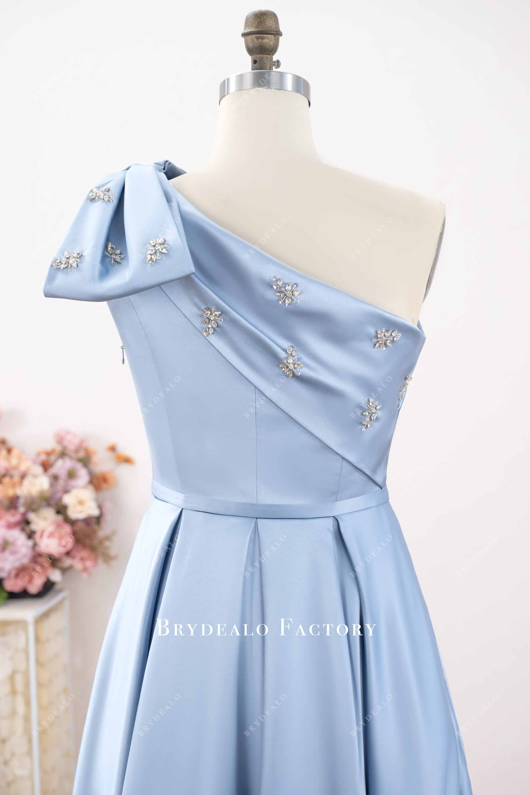 large shoulder bow mother of bride dress