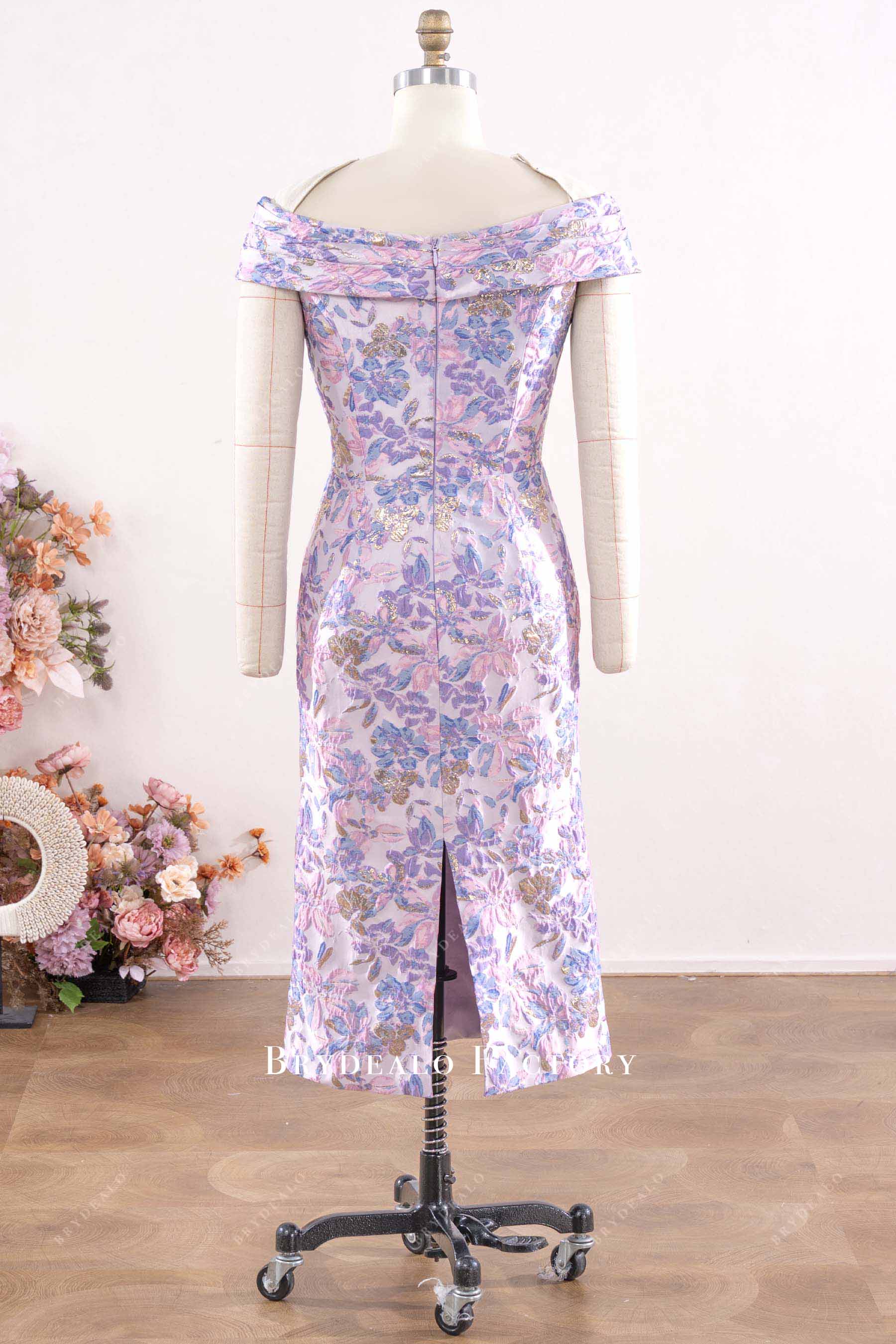 lilac sheath formal dress