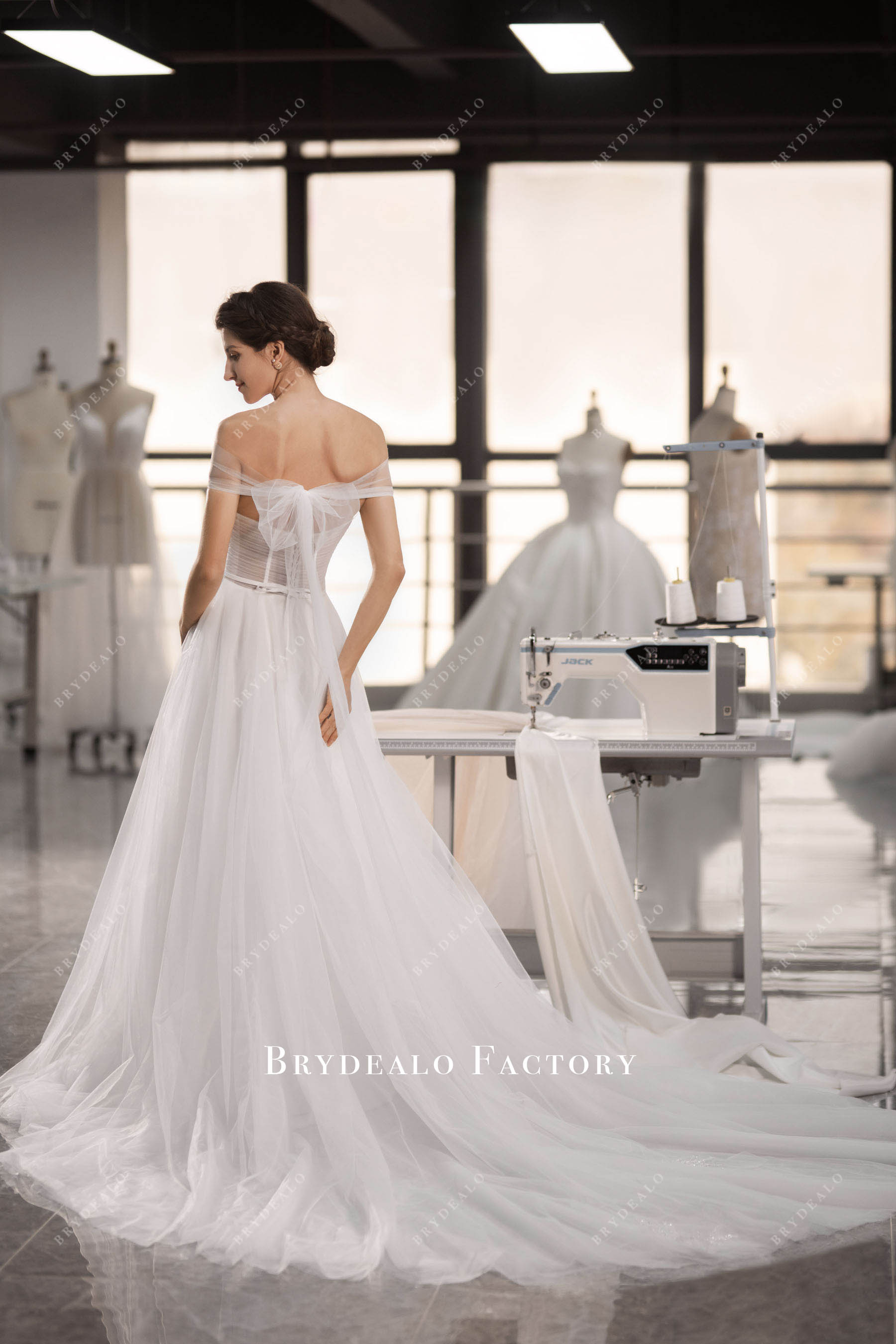long A-line tulle wedding gown