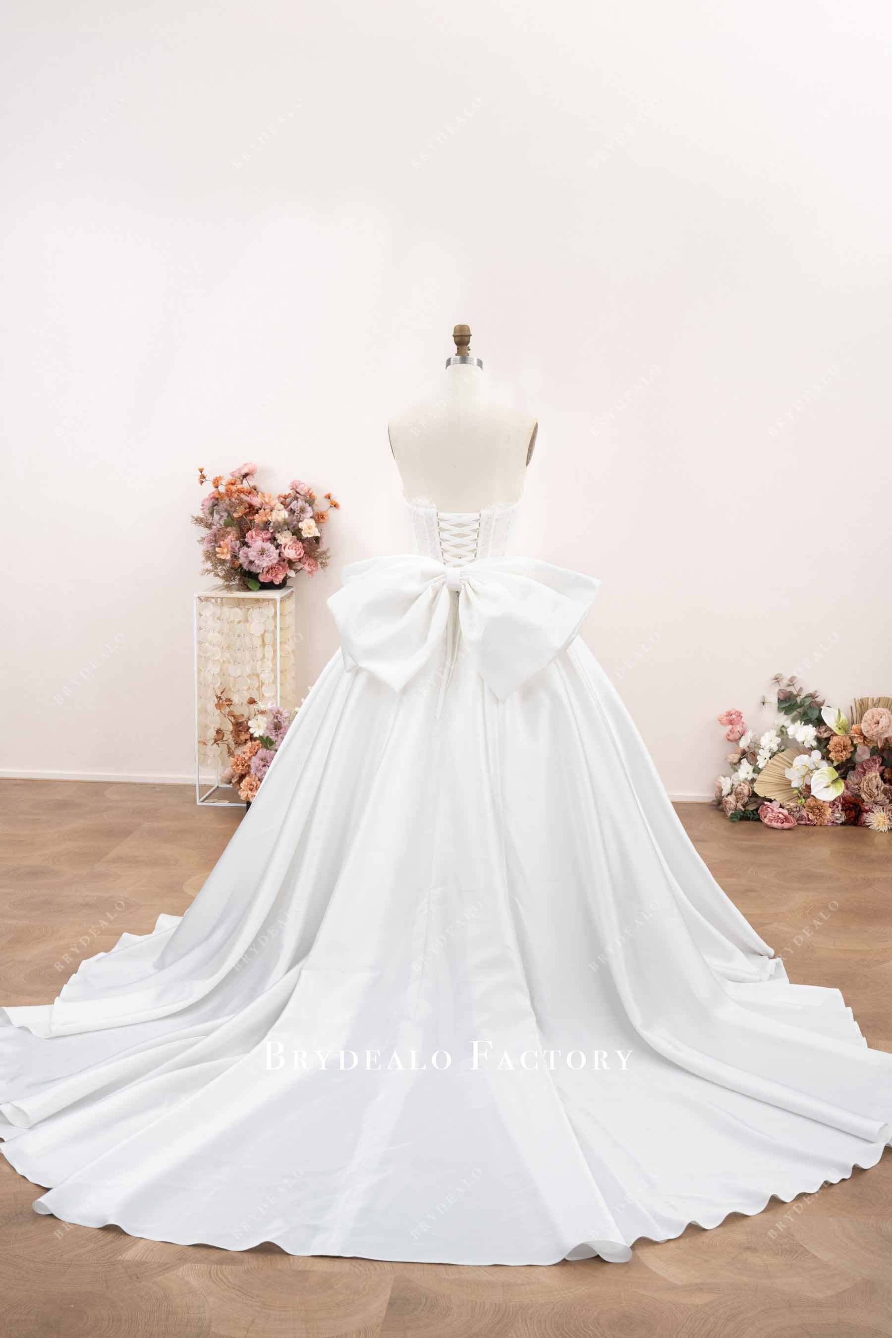 long mikado train wedding dress