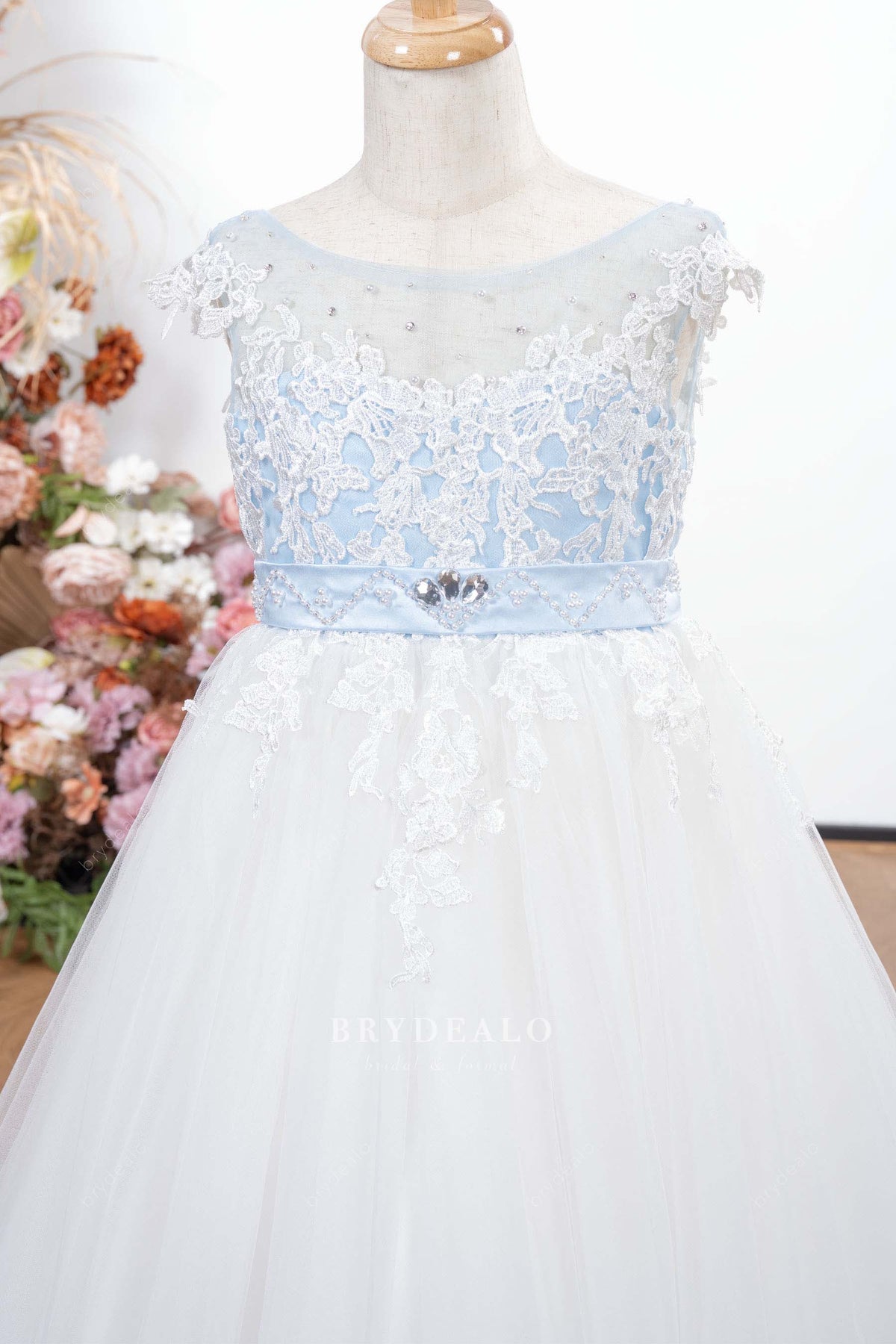 long pearl flower girl dress