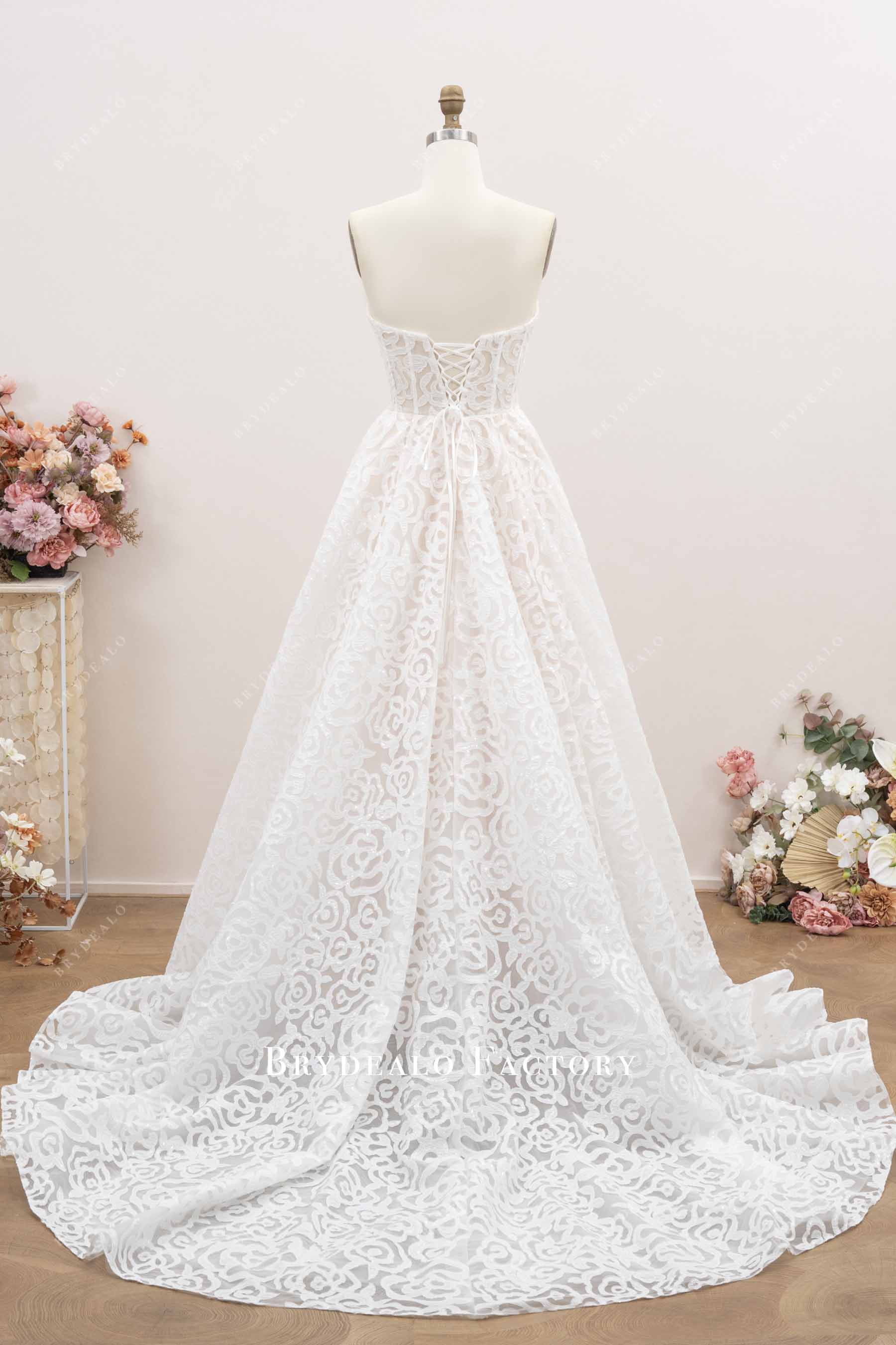 long rose lace wedding dress