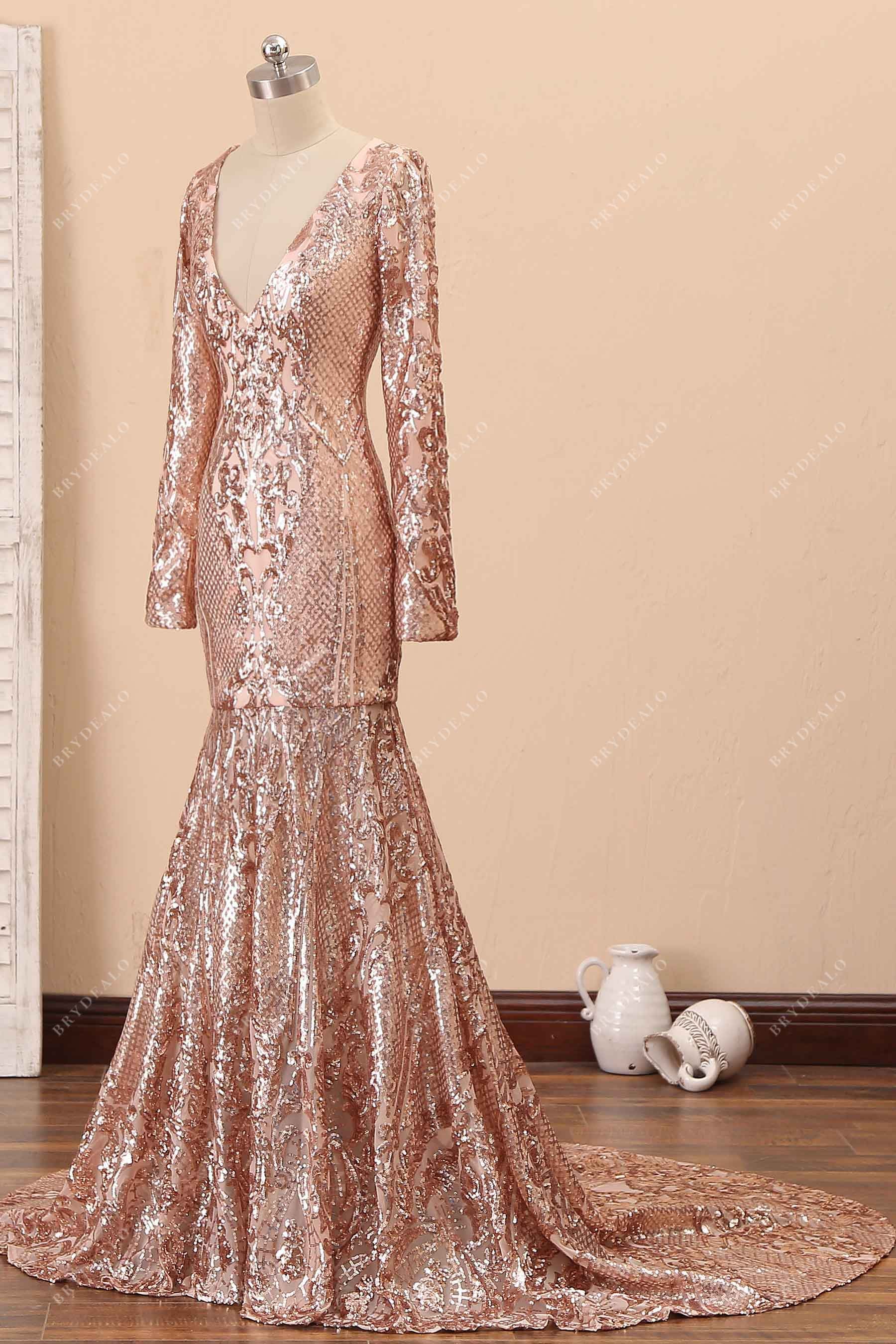 Rose Gold Unique Sequin Mermaid Prom Dress Brydealo Rose Gold Unique Sequin Mermaid Prom Dress Brydealo