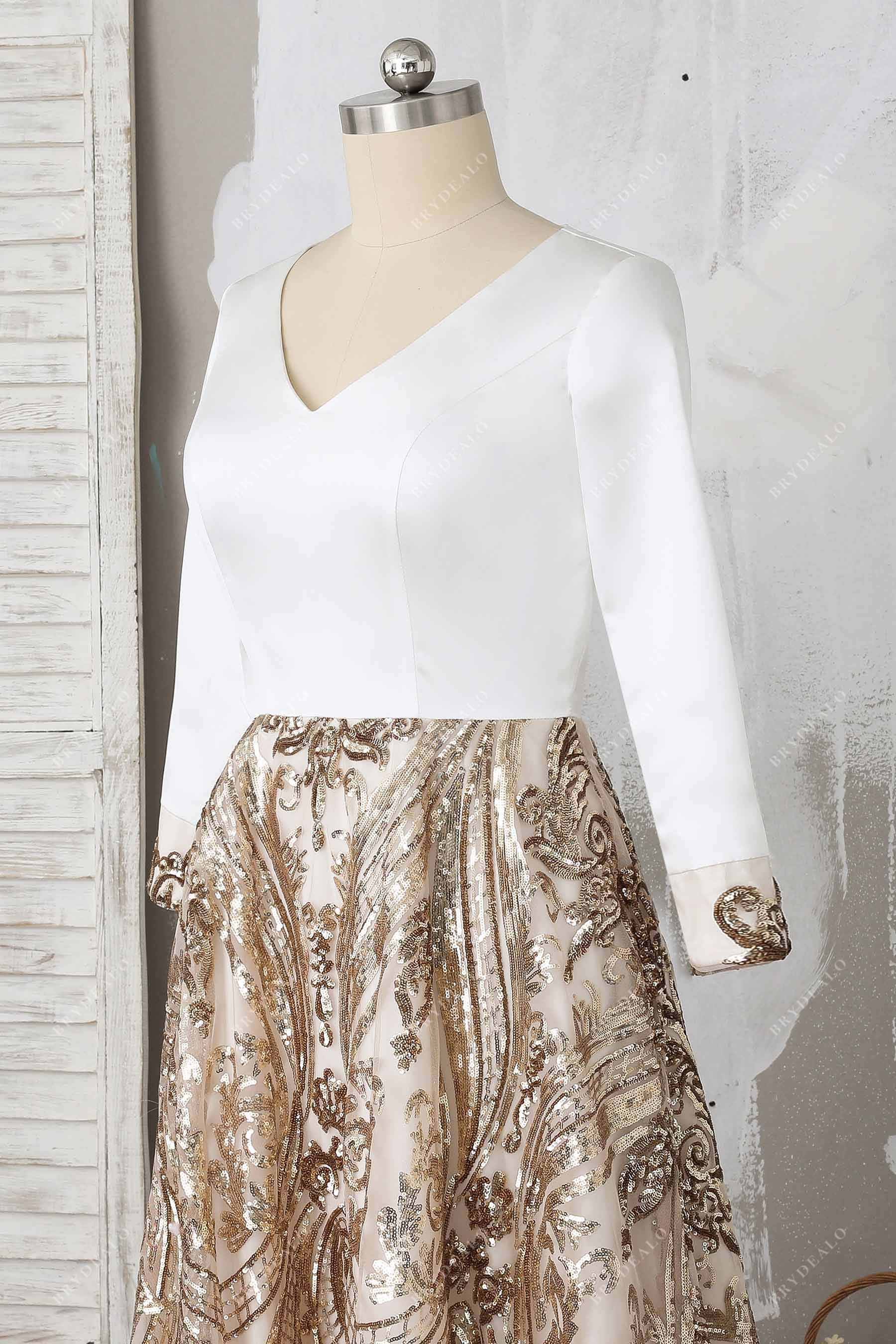 Unique Gold Sequin Ivory Satin Two-tone Prom Dress Brydealo Unique Gold Sequin Ivory Satin Two-tone Prom Dress Brydealo