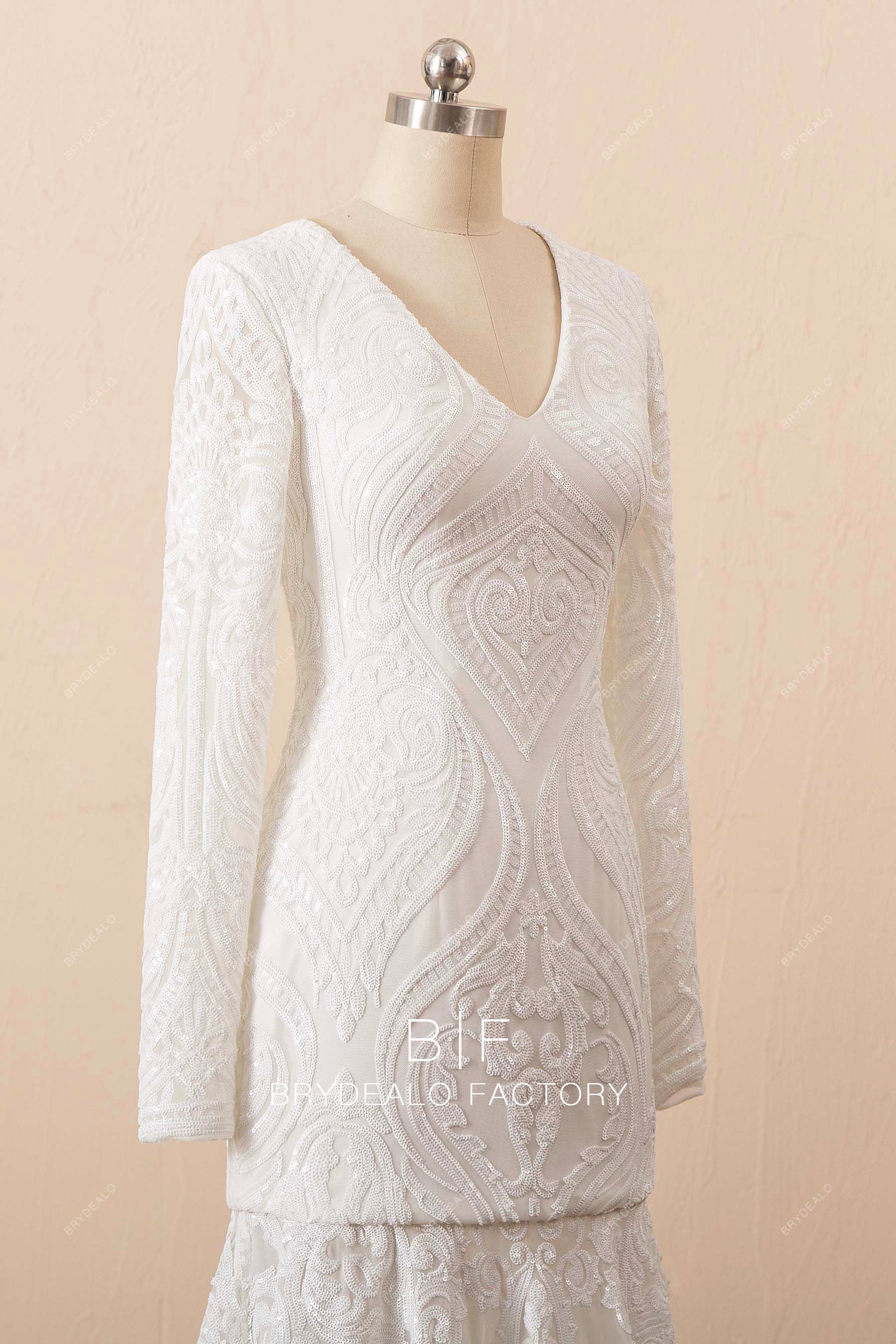 long sleeve patterned formal dress