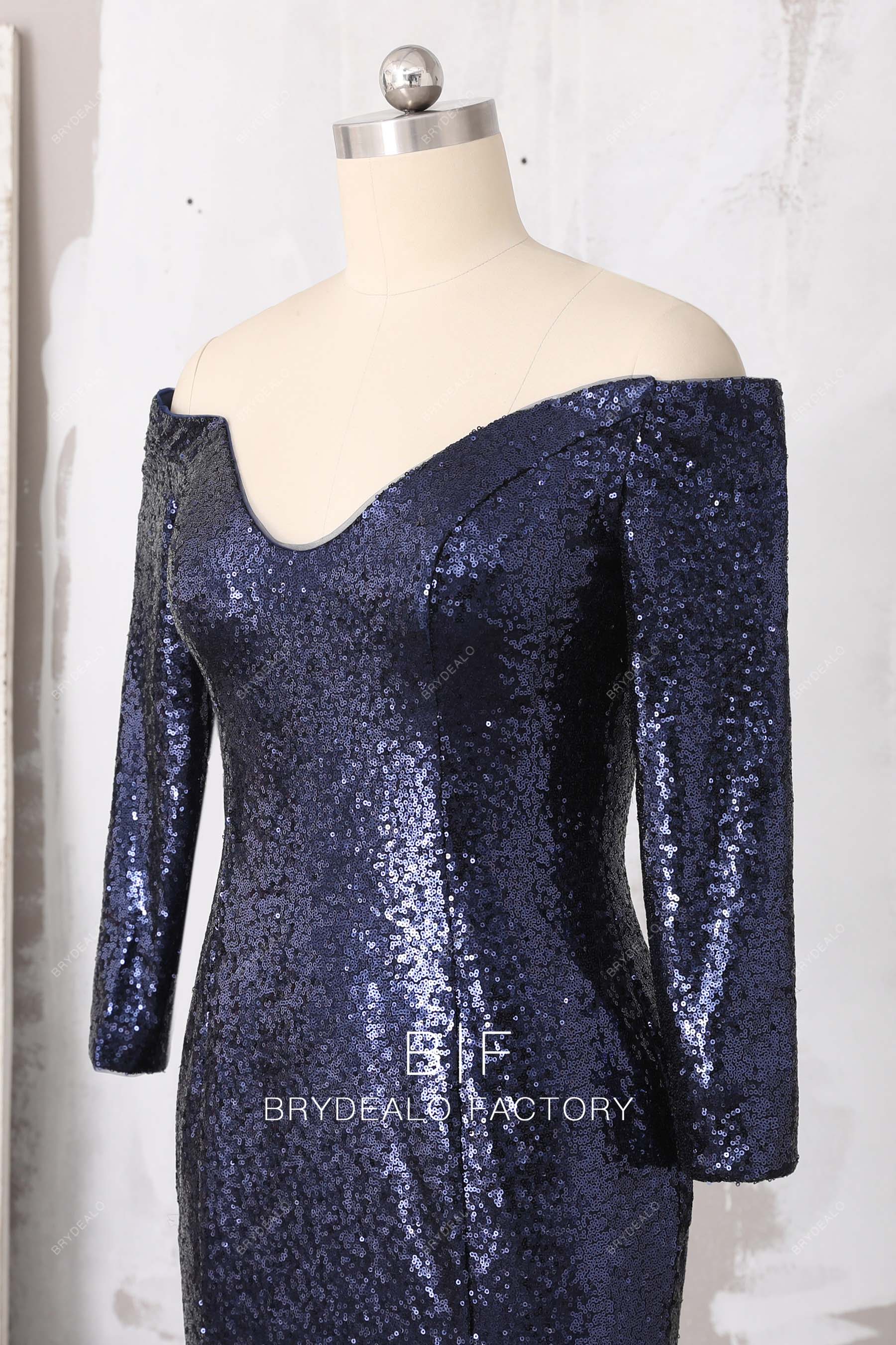 sparkly sequin off shoulder prom dress