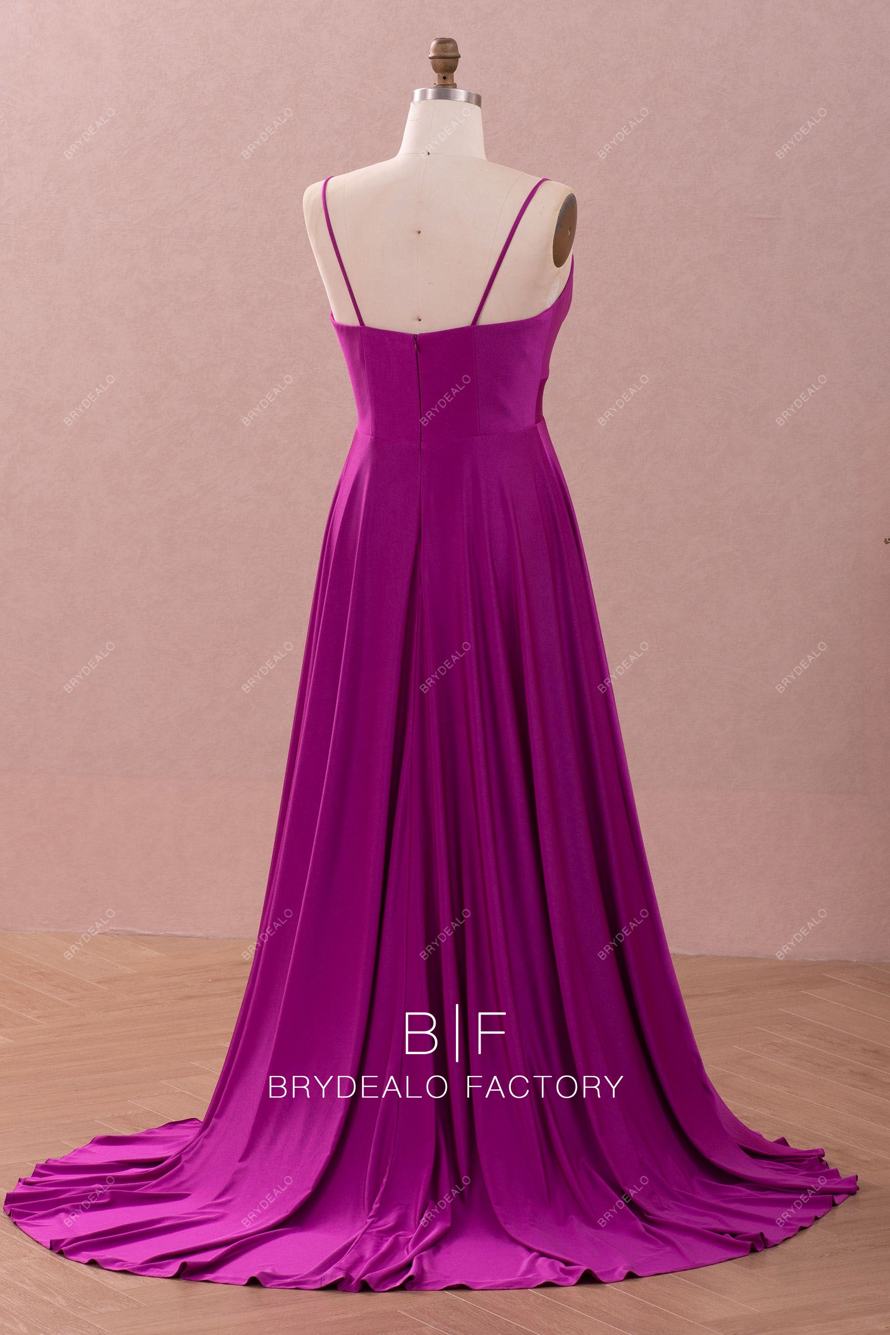 open back sweep strain prom dress