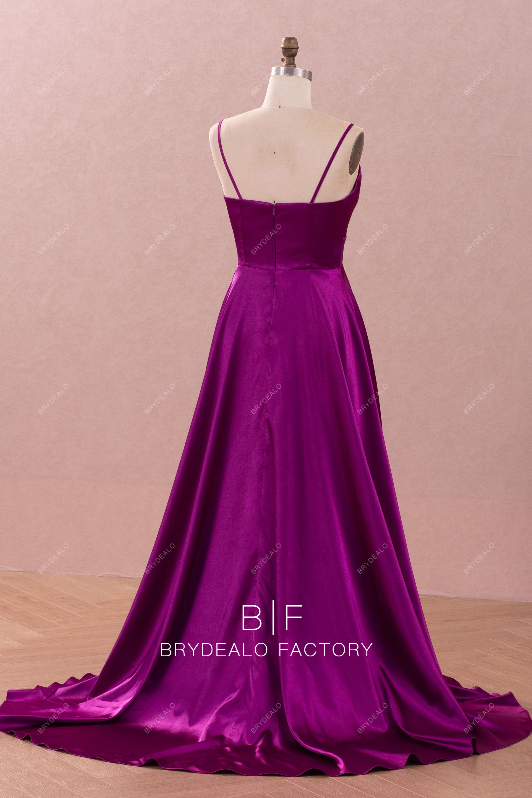 open back long train prom dress