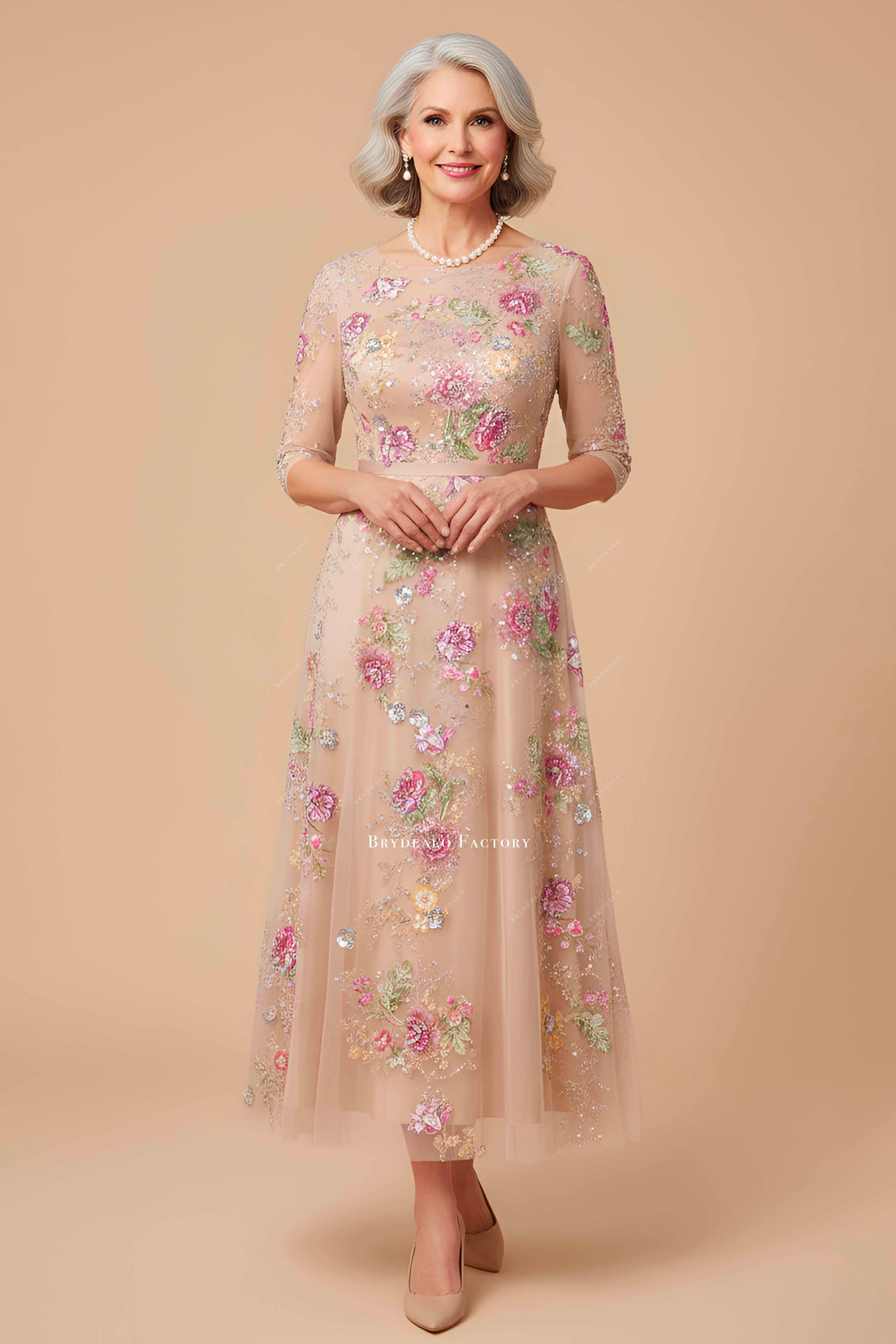 luxe flower sequin mother of bride dress