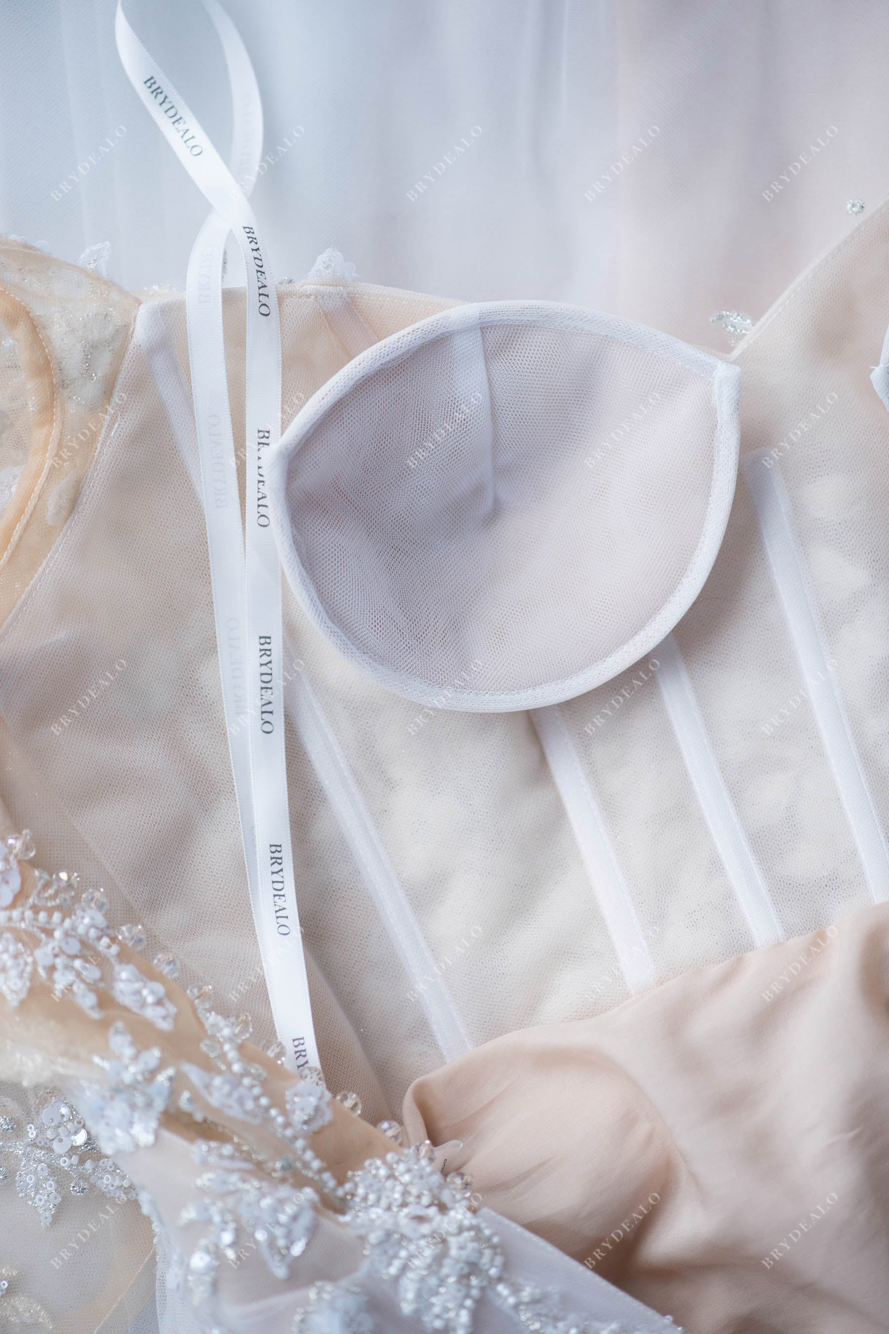 beaded lace A-line wedding dress