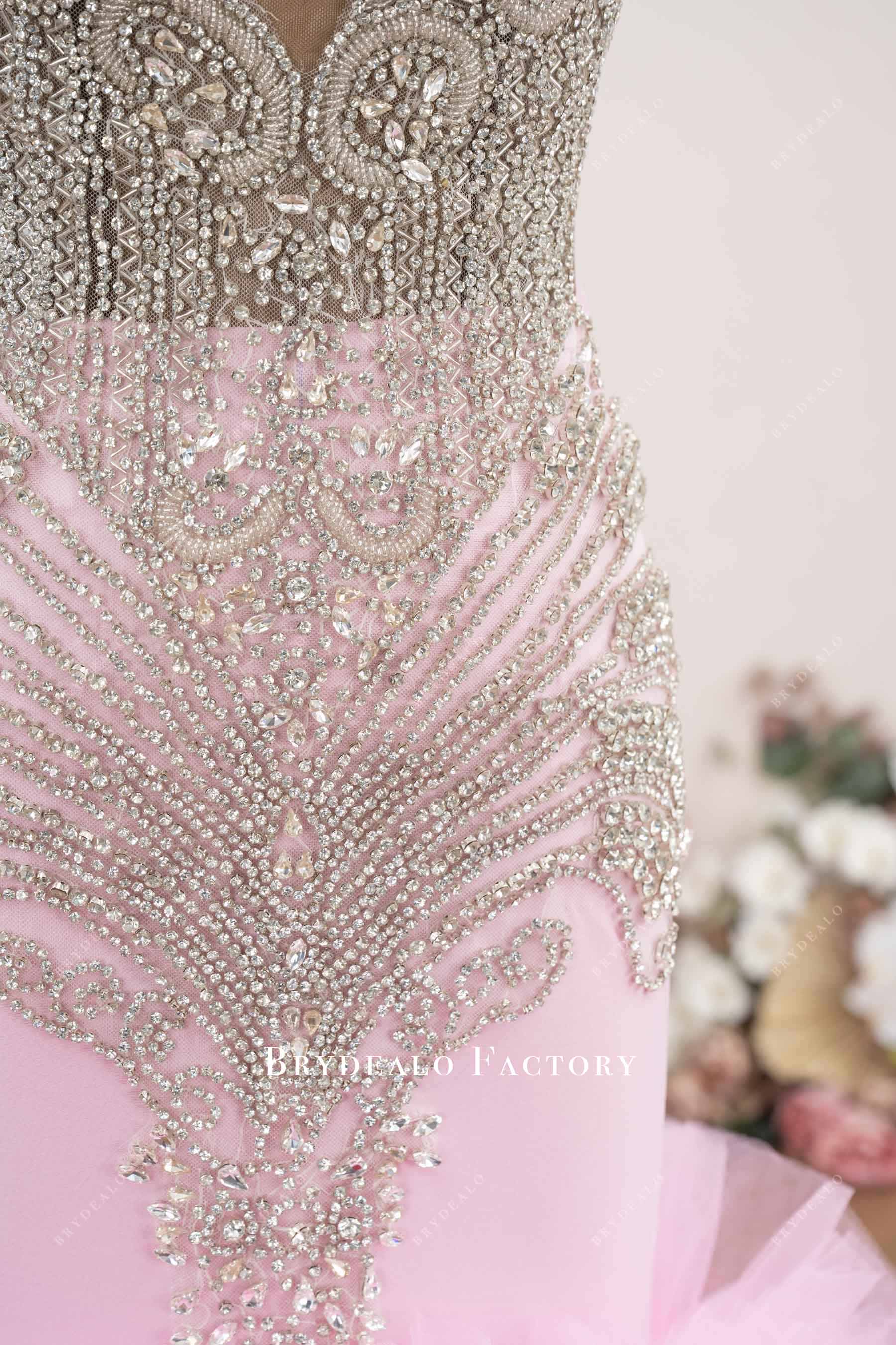 luxury hand-sewn rhinestone prom dress