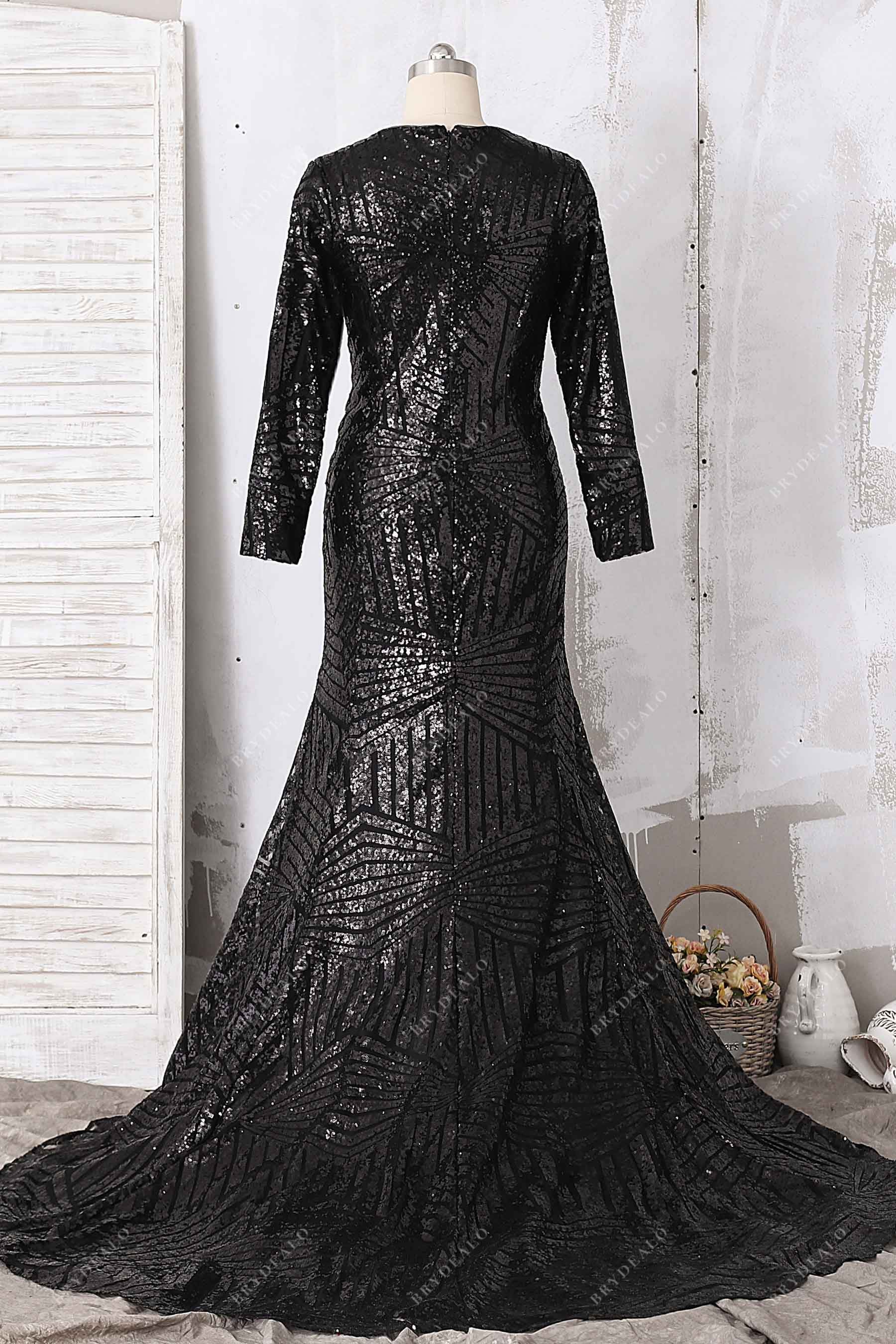 black sequin mermaid prom dress