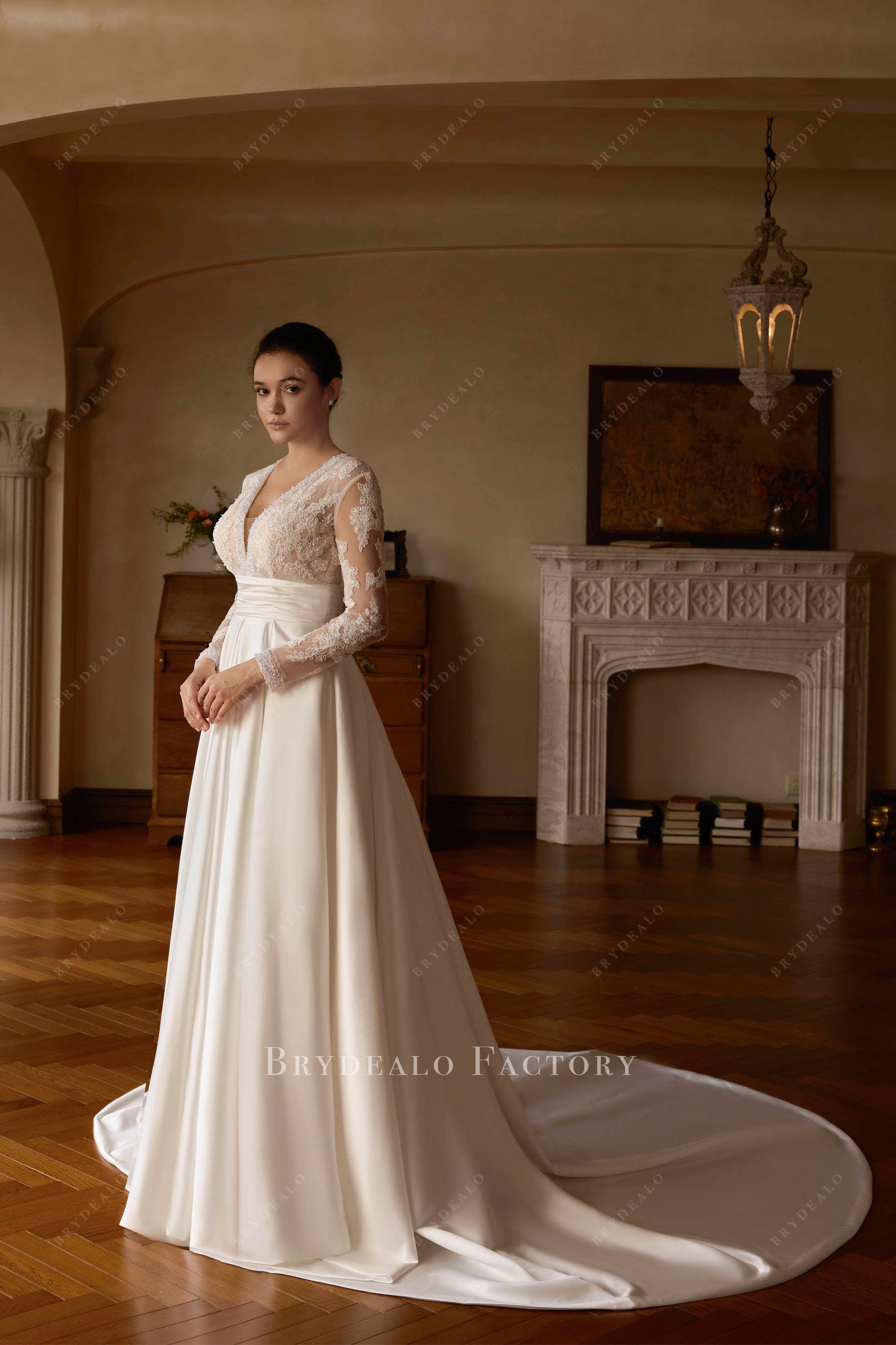modern empire waist bridal dress