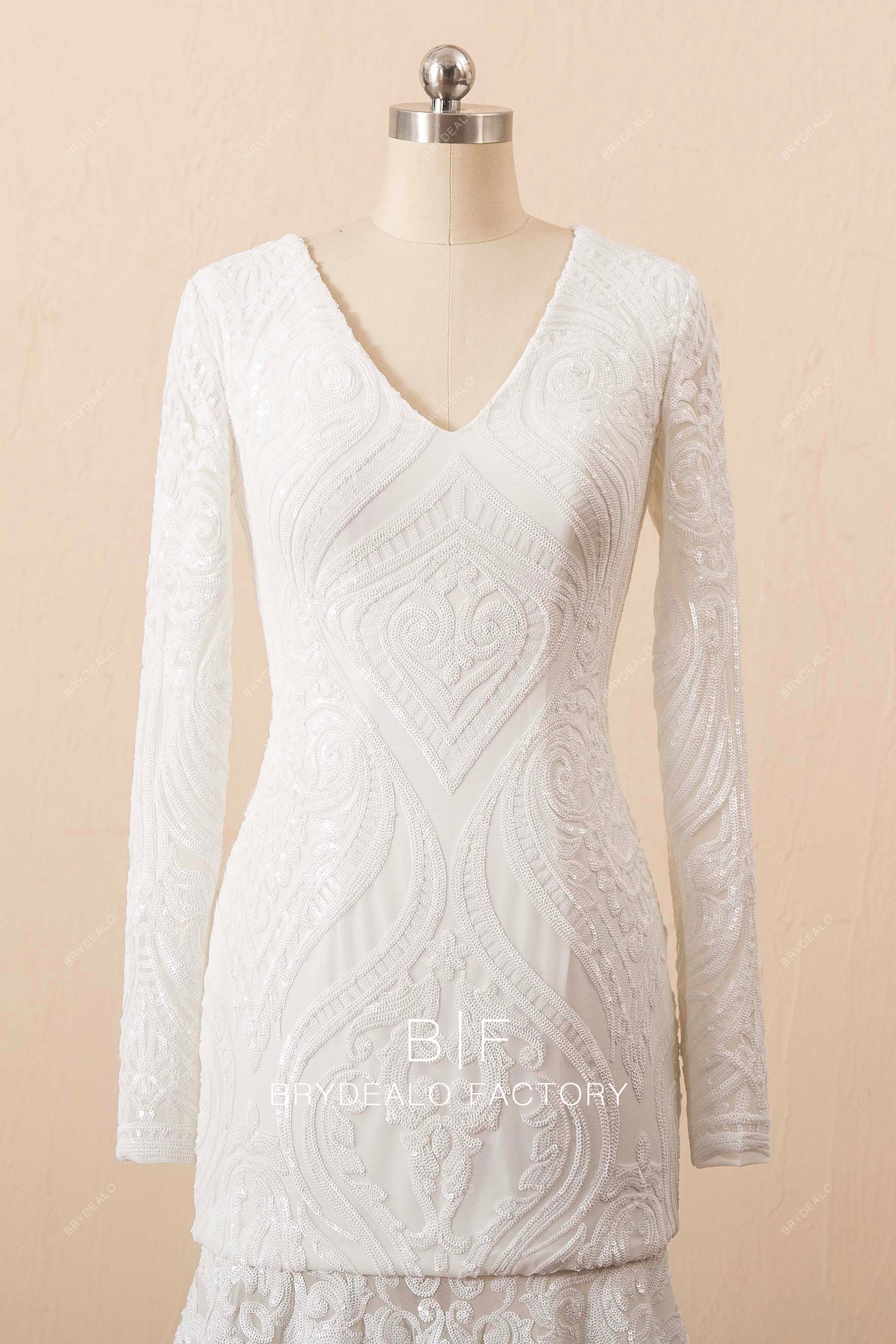 unique patterned v-neck formal dress