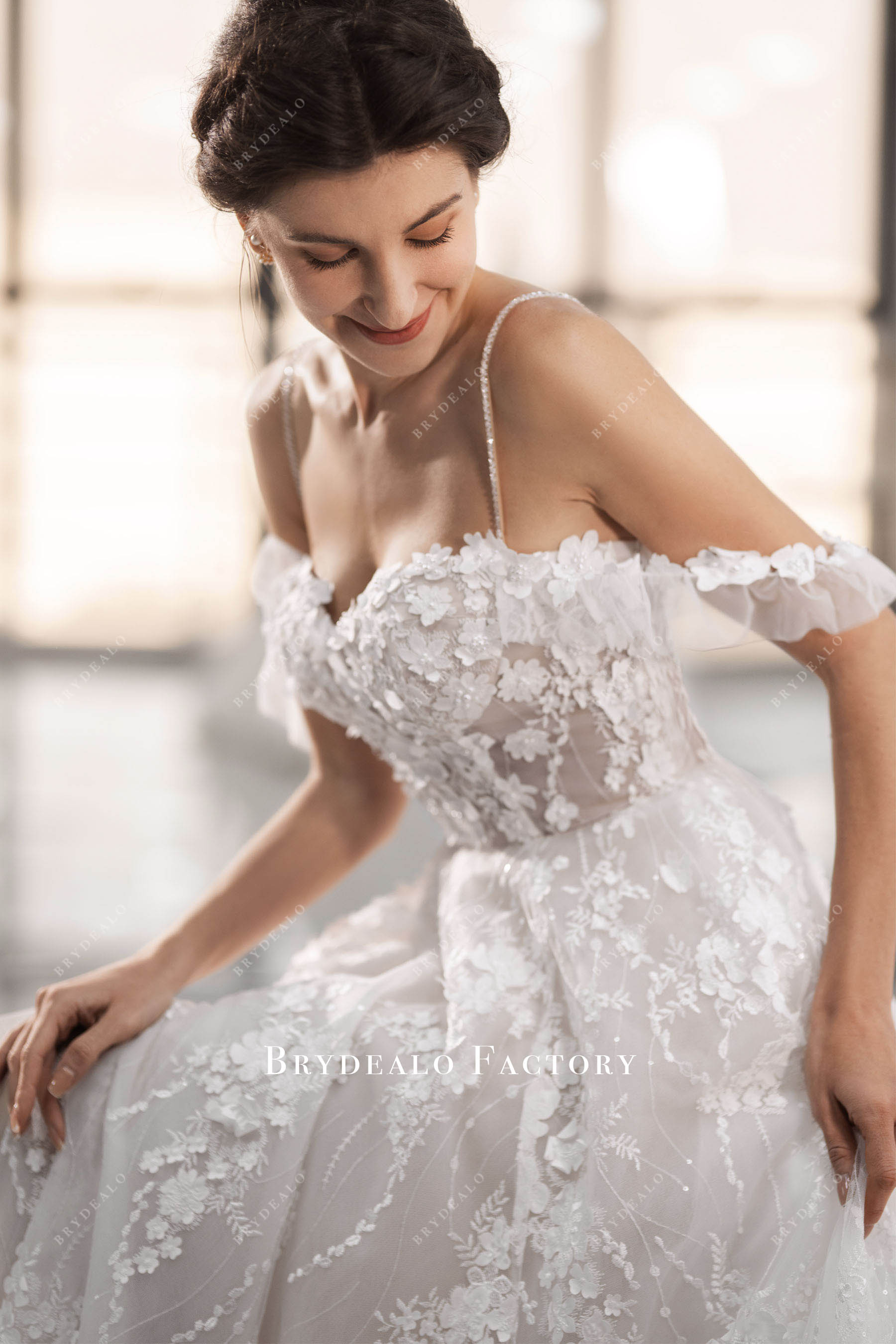 off shoulder straps wedding dress