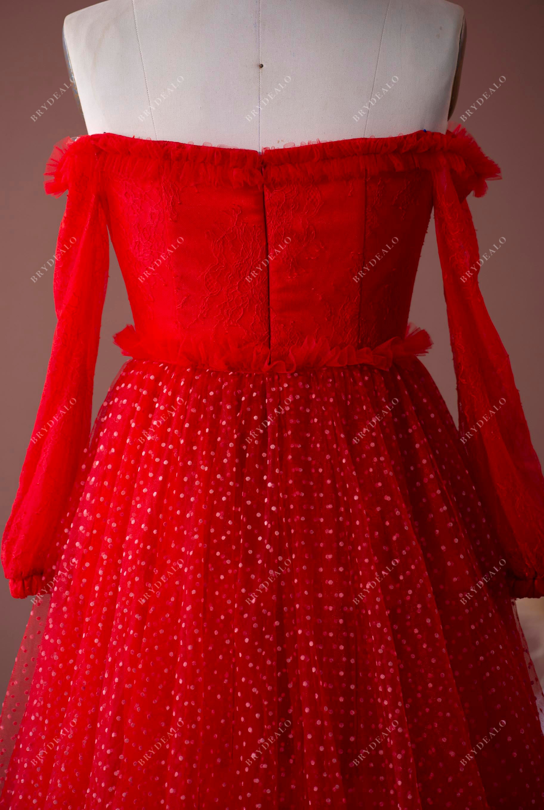 open back dot tulle detachable skirt 