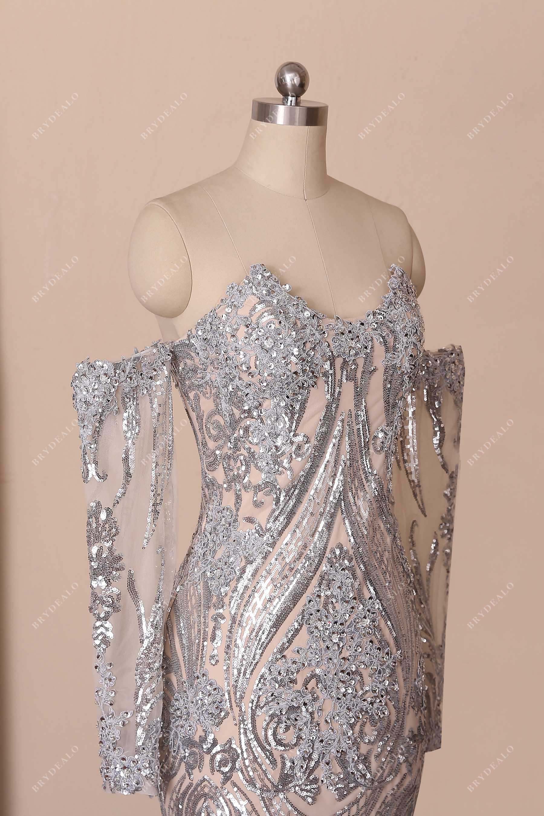 sequin sweetheart neck formal dress