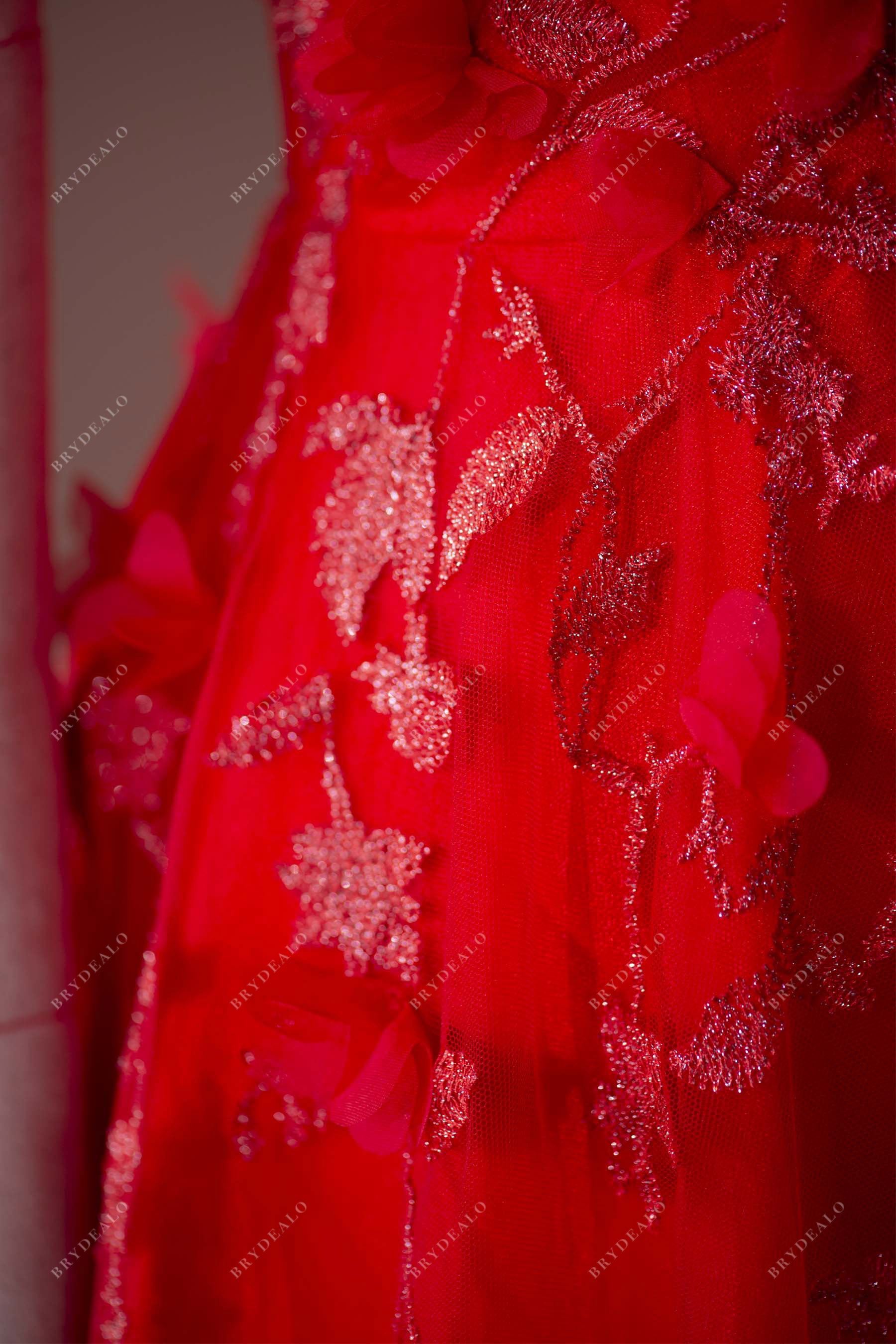 shimmery lace tulle prom dress