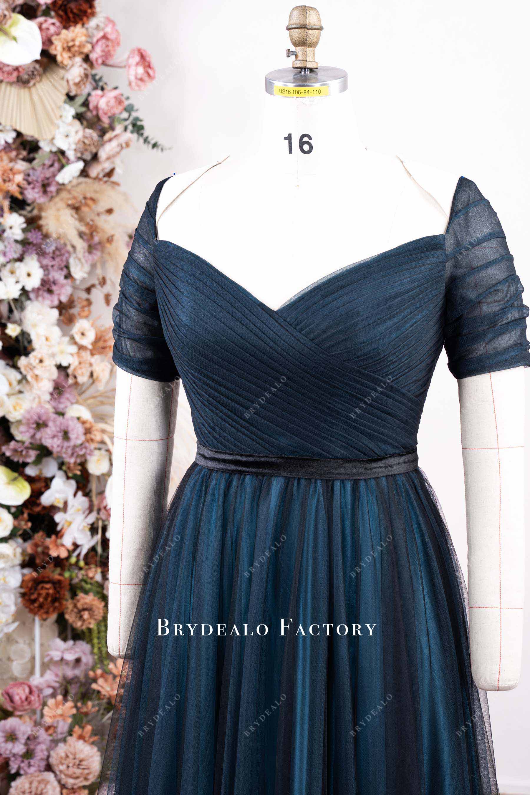 off-shoulder short sleeve formal dress