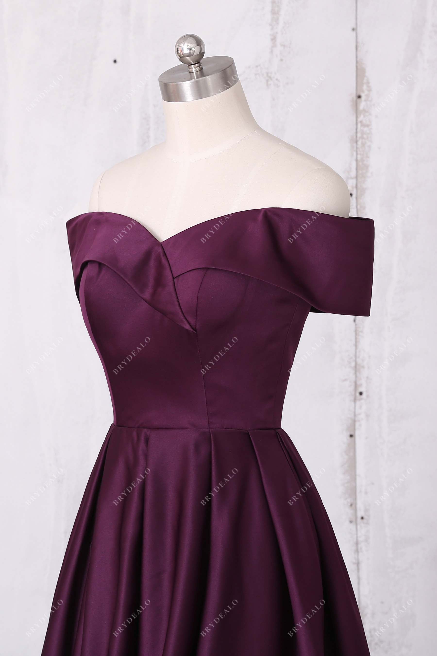 Grape Satin Off Shoulder Sweetheart Slit Elegant Prom Dress Brydealo Grape Satin Off Shoulder Sweetheart Slit Elegant Prom Dress Brydealo