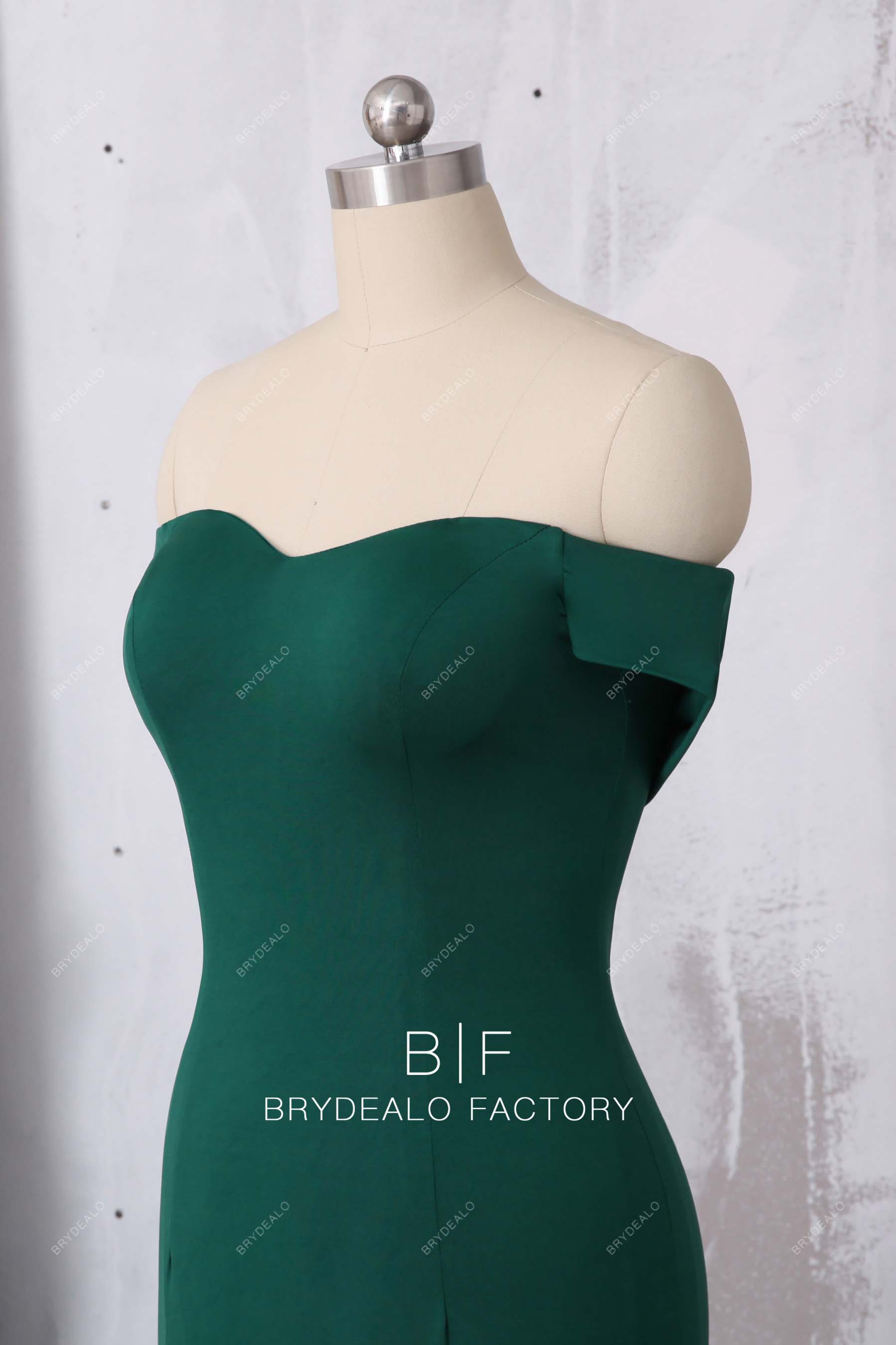 emerald green off shoulder formal dress