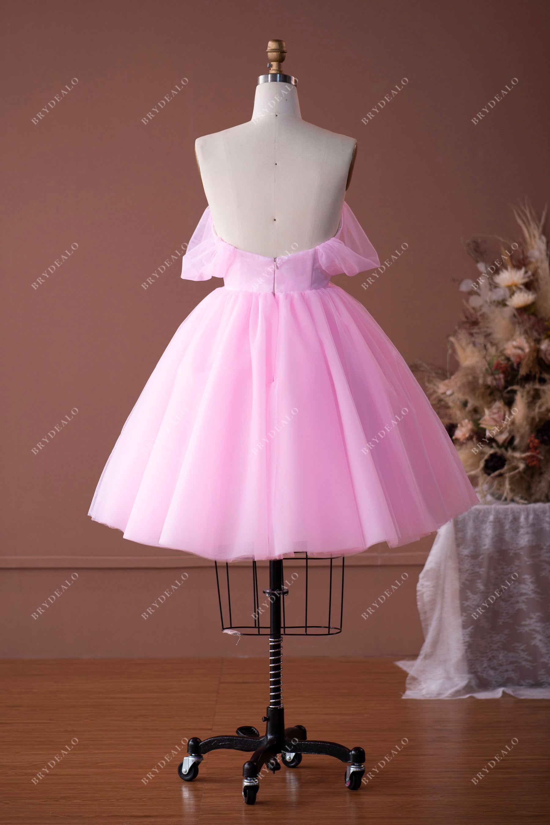 open back puffy tulle homecoming dress