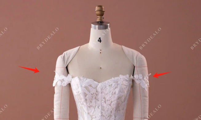 Custom Removable Off Shoulder Lace Wedding Dress