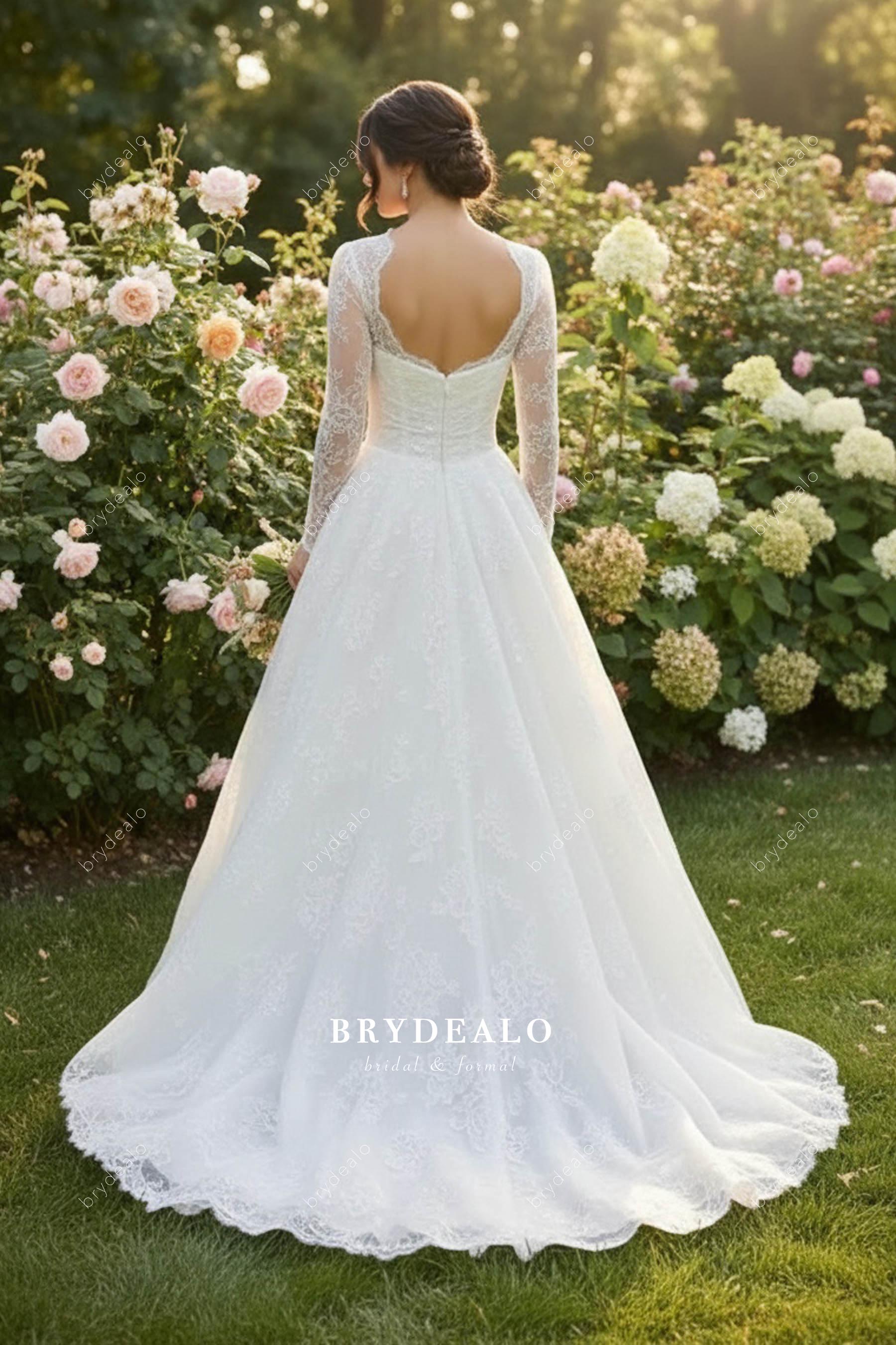 open back long lace wedding dress