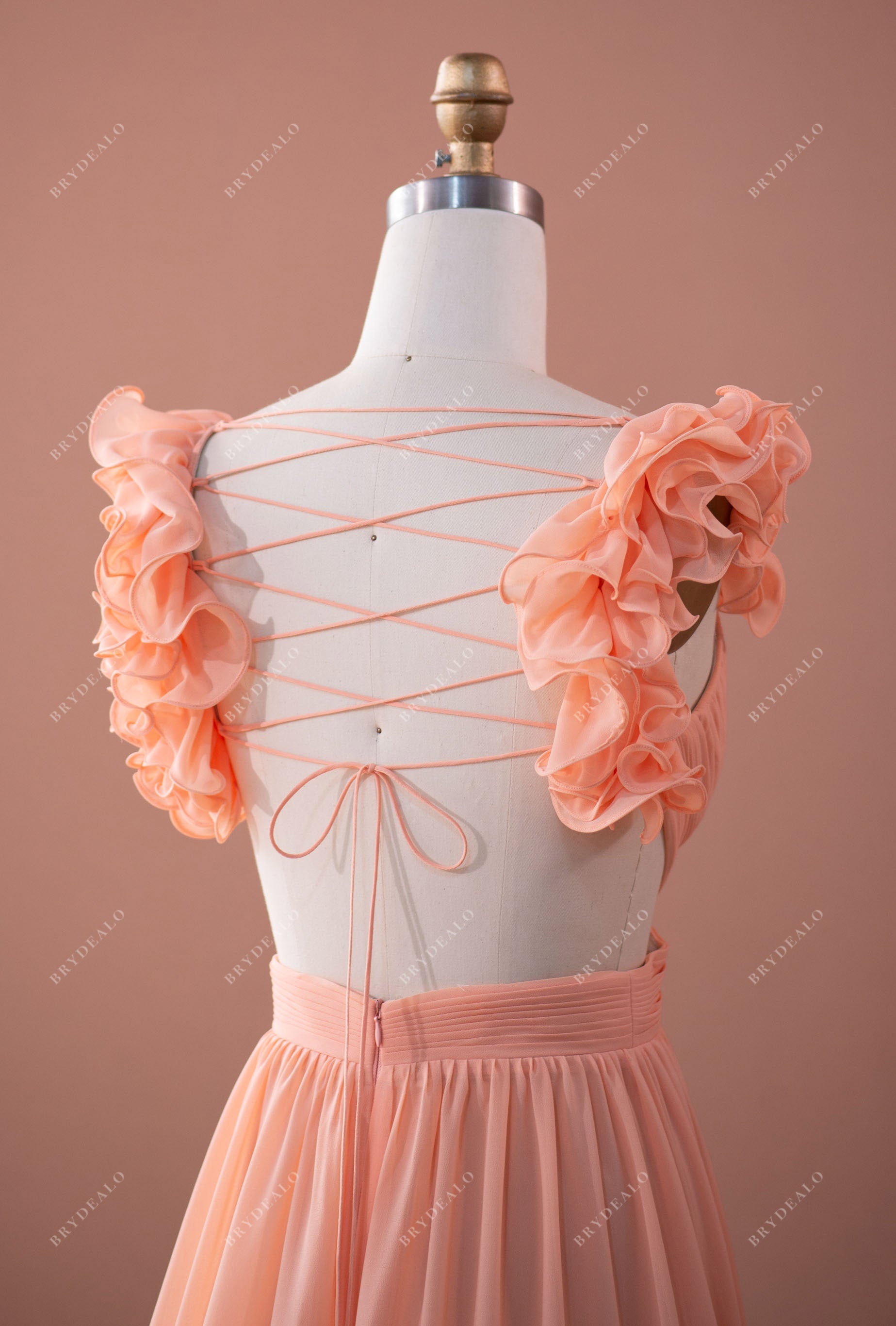 dresses in peach color Peach-Colored Long Bridesmaid can also be made in another color such as all ivory or white Pretty in Peach Bridesmaid Dresses