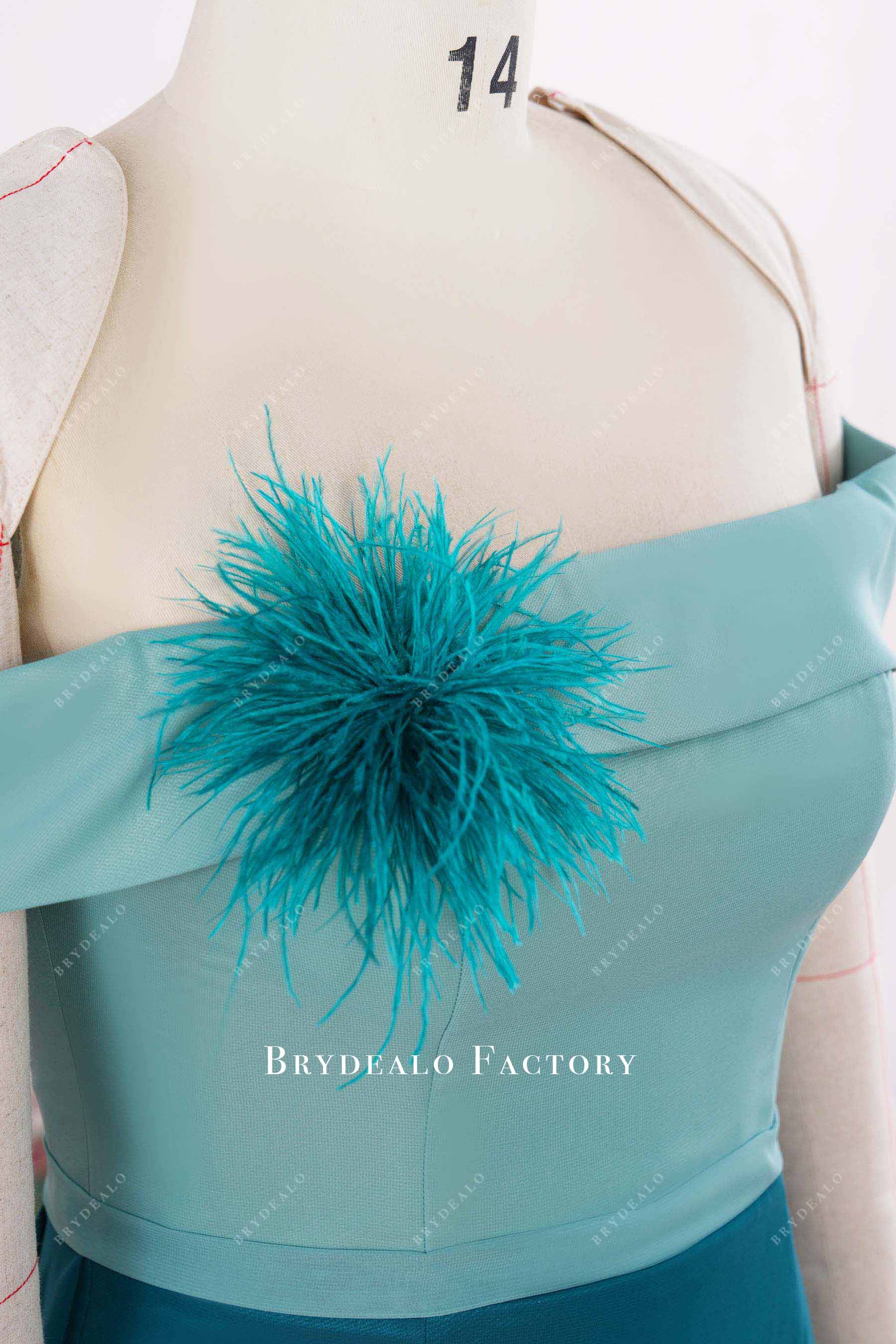 peacock ostrich feather brooch formal dress