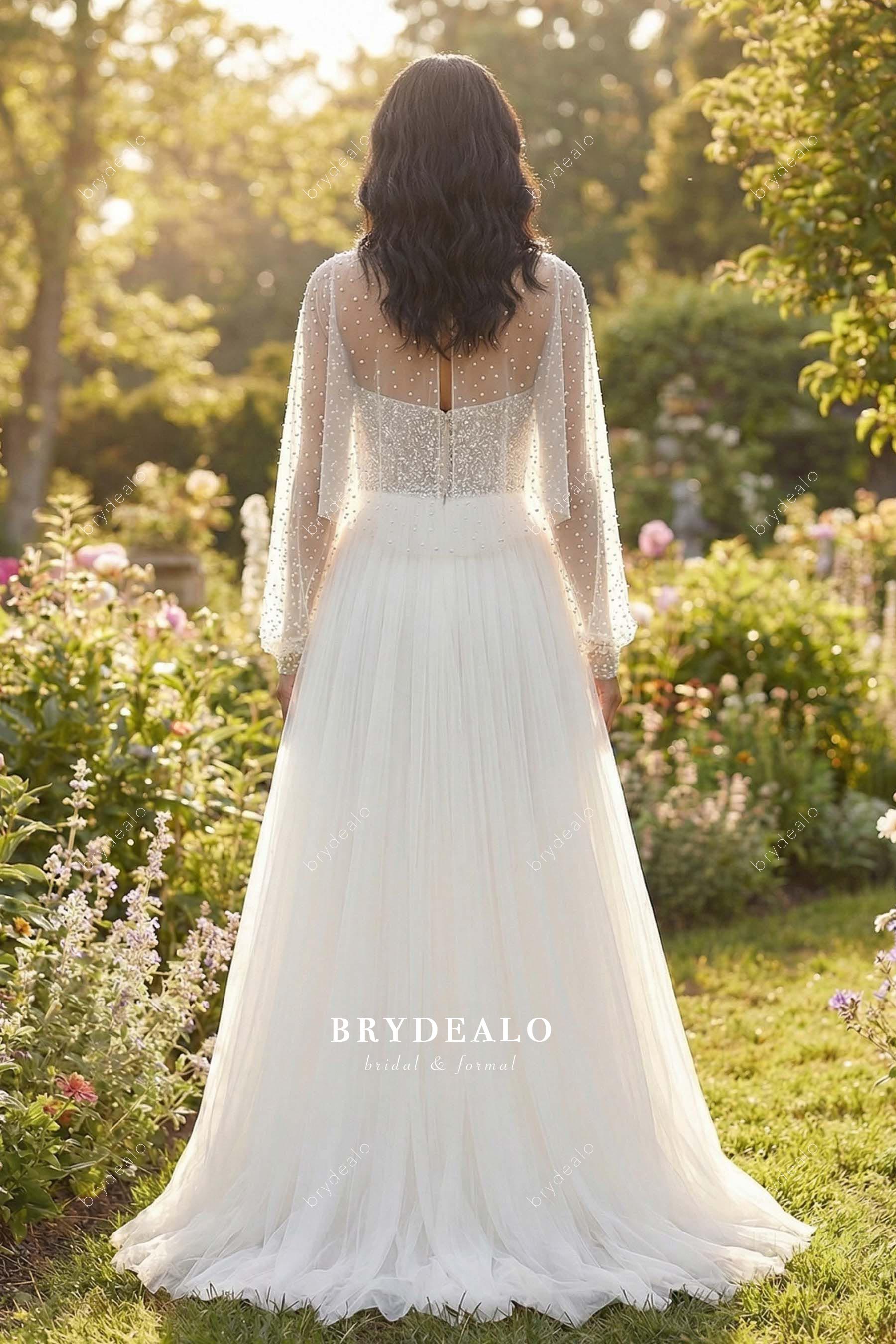 pearl cape wedding gown