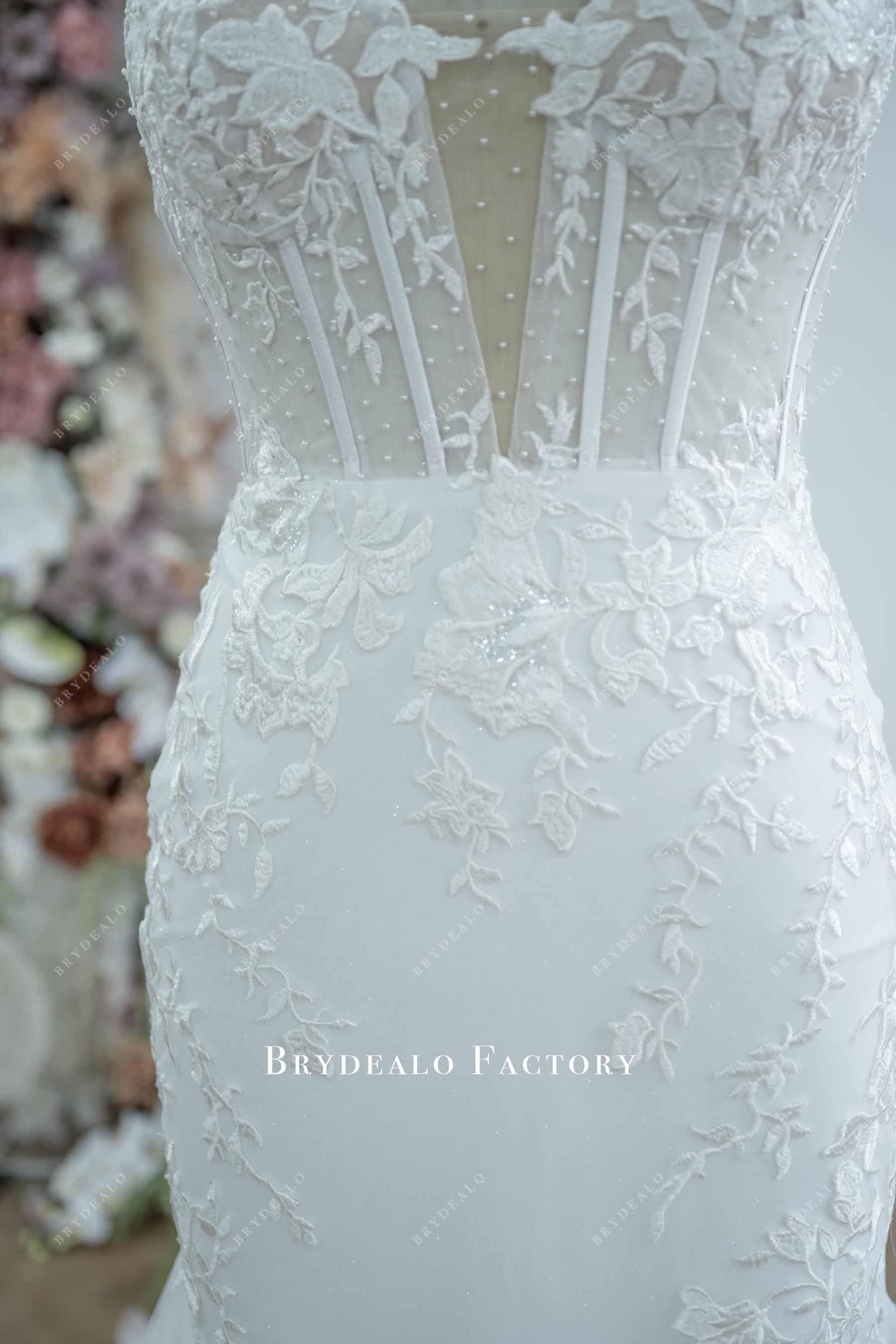 pearl lace wedding gown