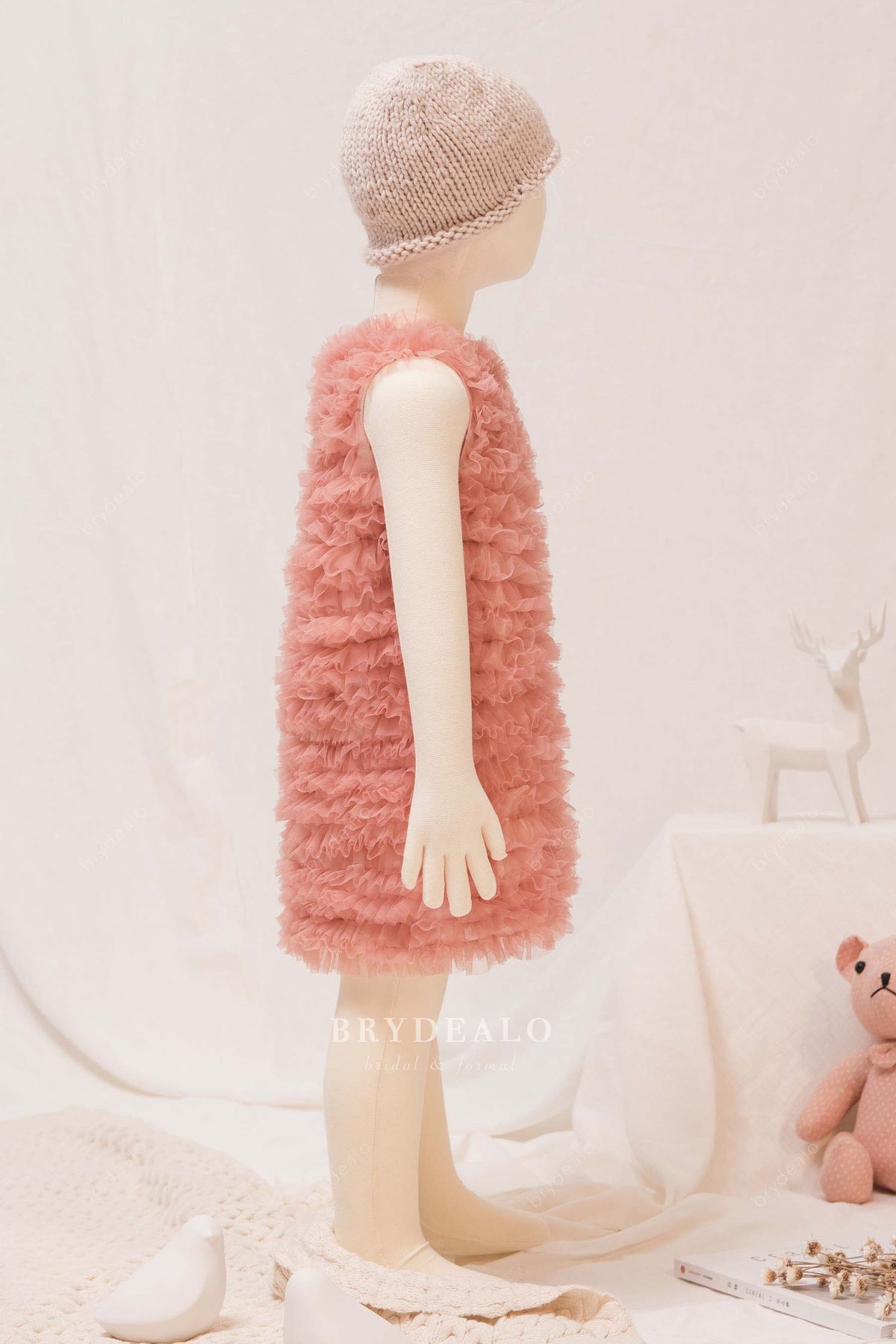 pink tulle kids special occasion dress