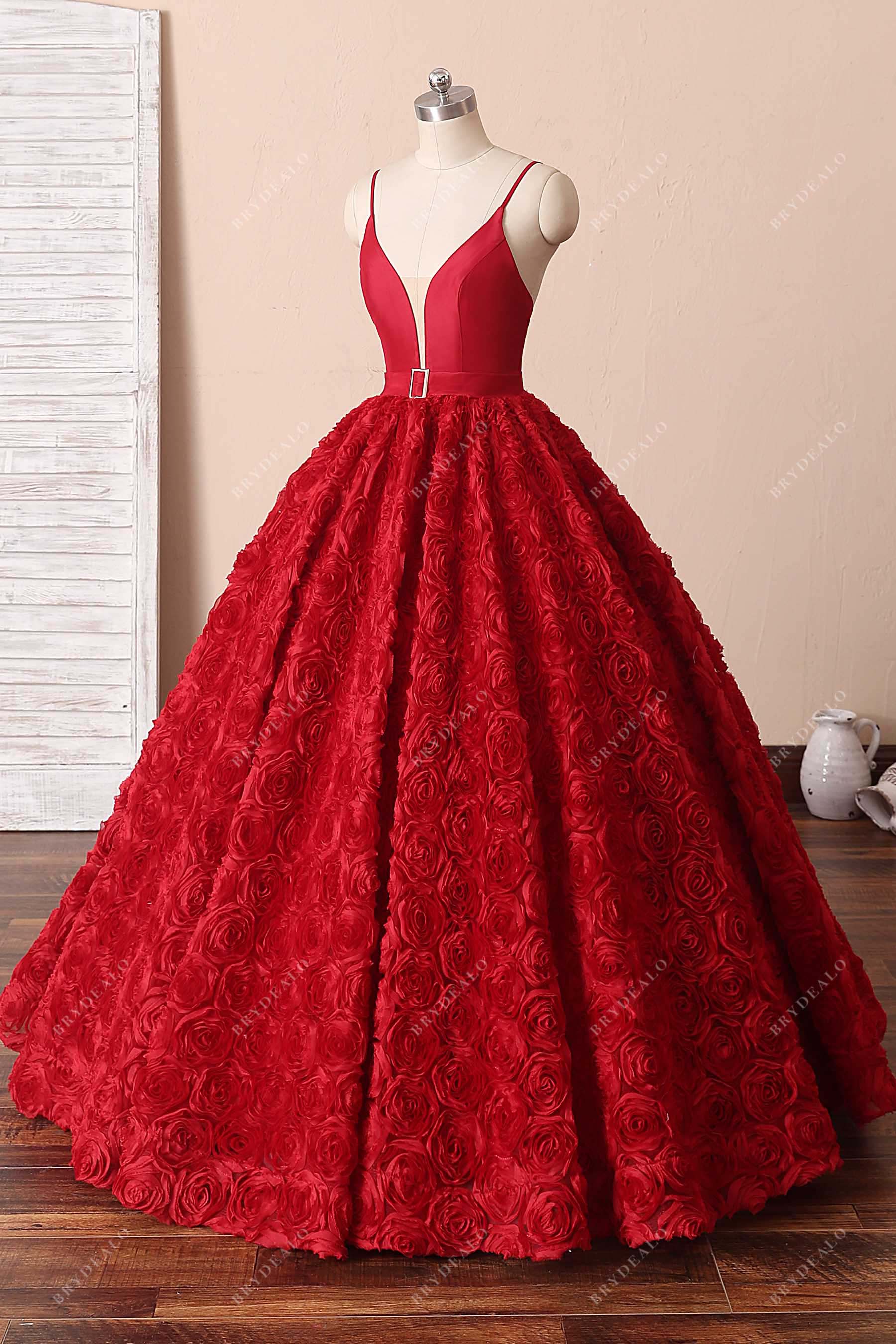 plunging neck princess ball gown